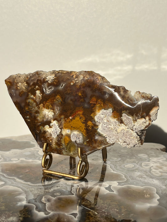 Nebula Agate Multicoloured Moss Slab on Priestess Carriage Stand