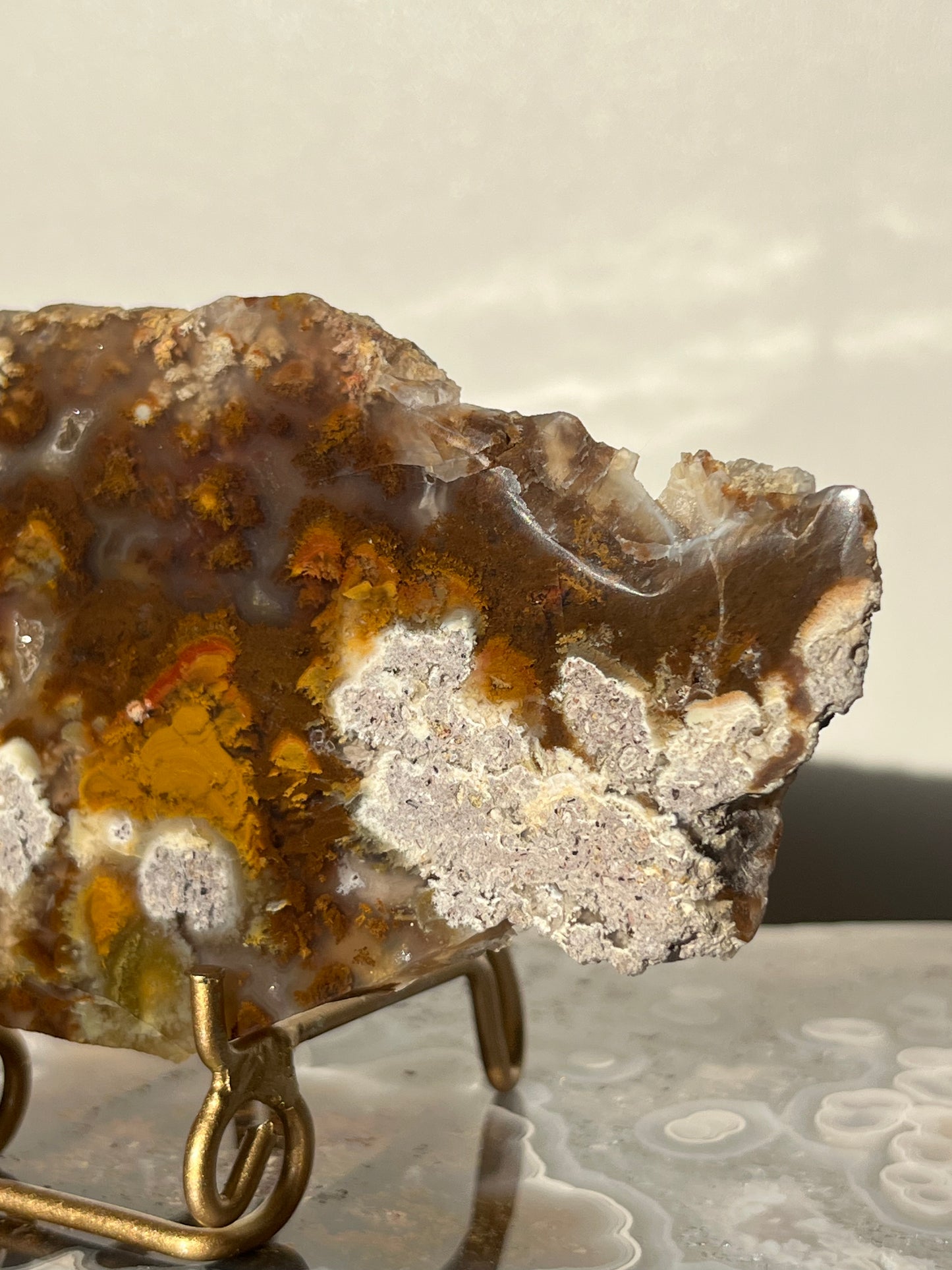 Nebula Agate Multicoloured Moss Slab on Priestess Carriage Stand