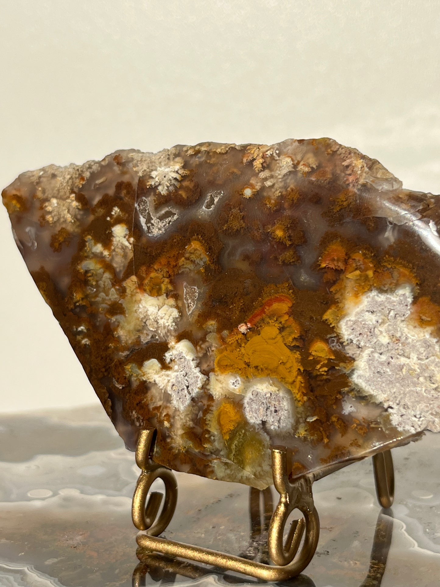 Nebula Agate Multicoloured Moss Slab on Priestess Carriage Stand
