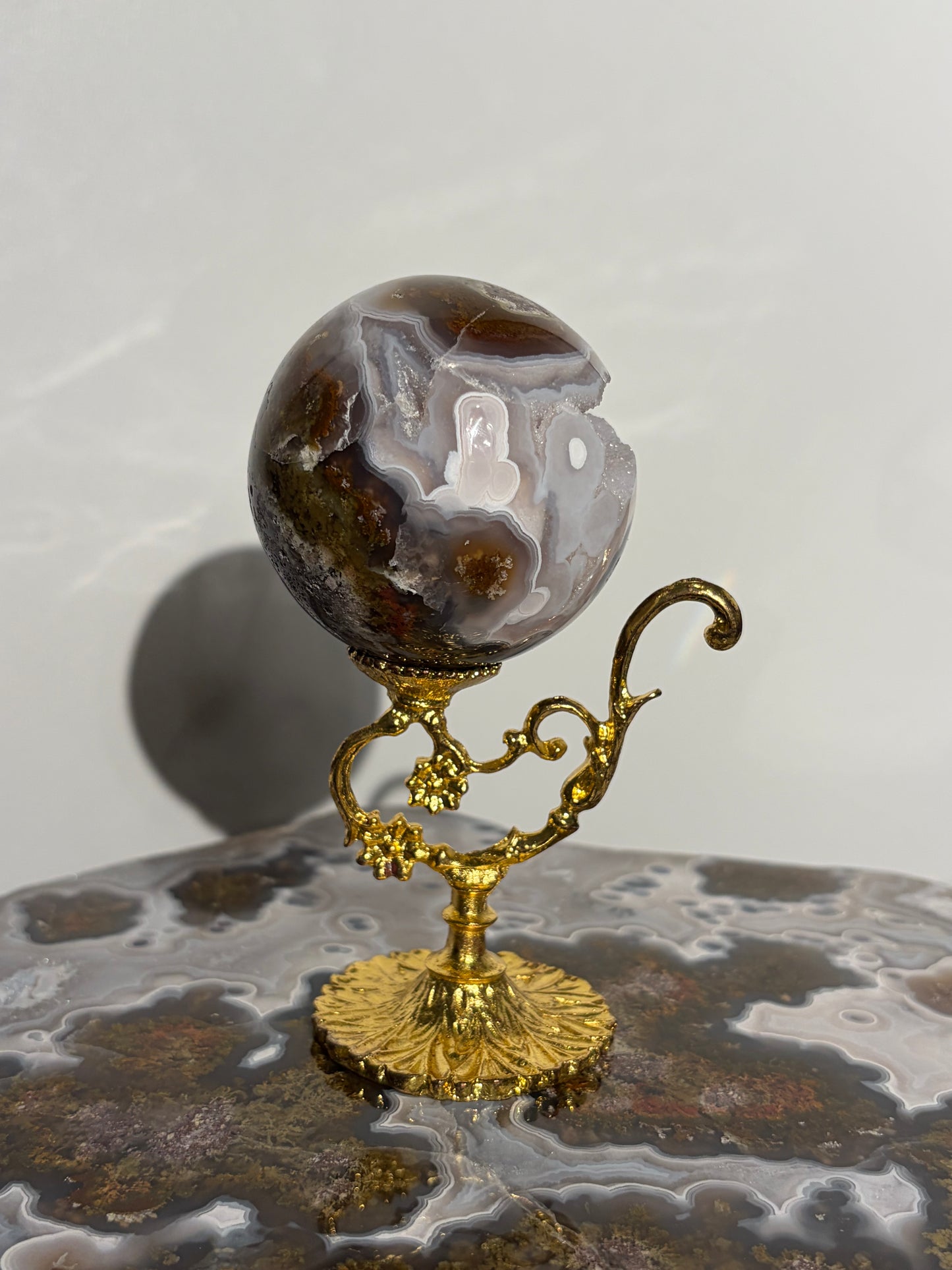 “Celestial Frost” Druzy Nebula Agate Sphere A