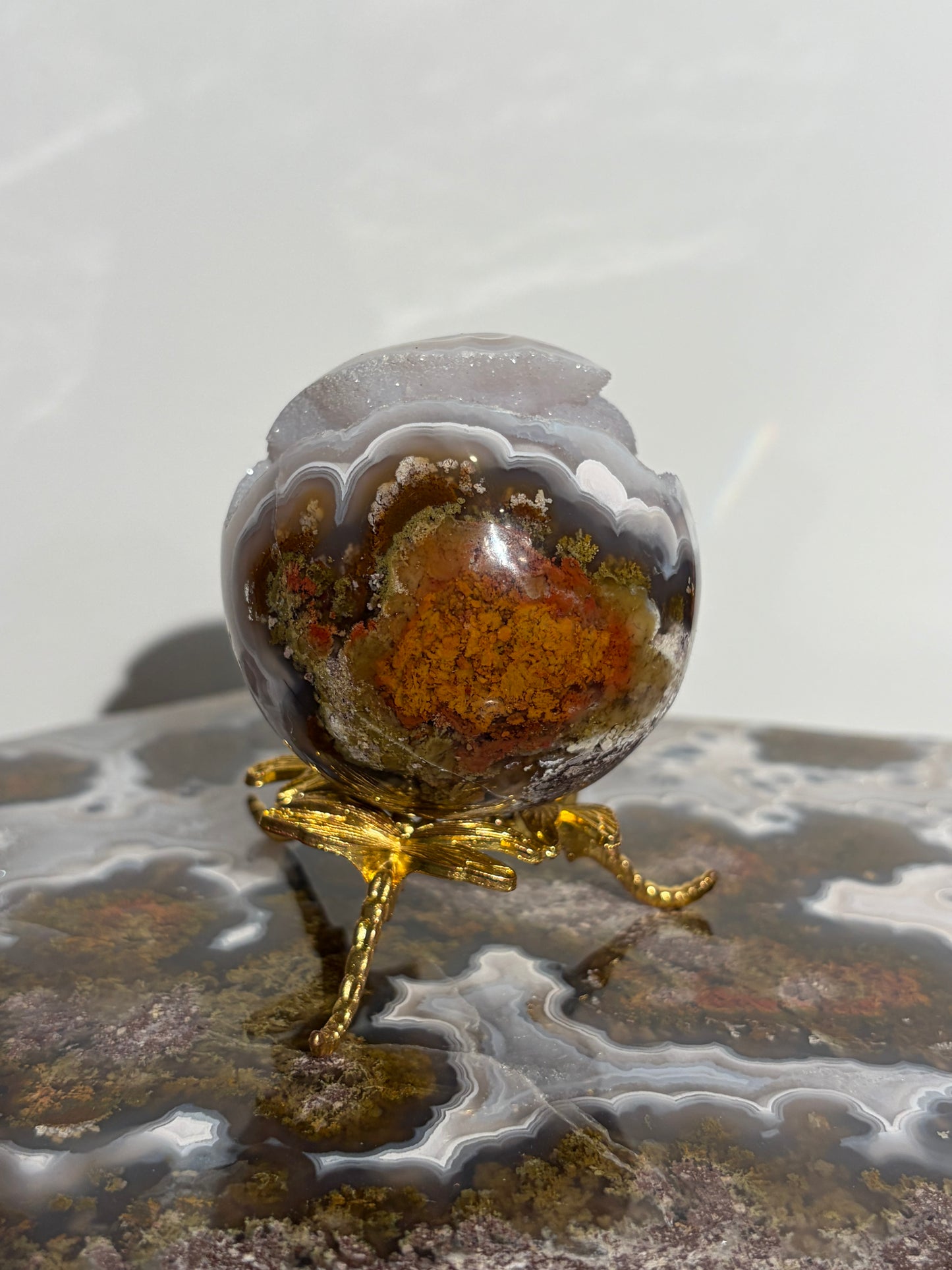 “Celestial Frost” Druzy Nebula Agate Sphere A