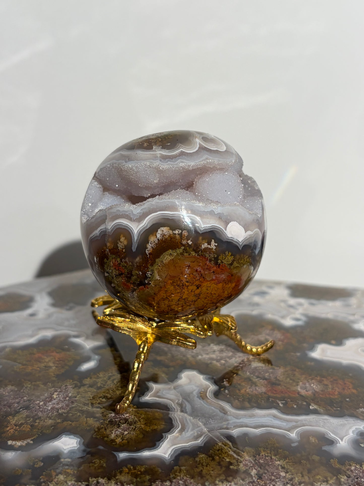 “Celestial Frost” Druzy Nebula Agate Sphere A