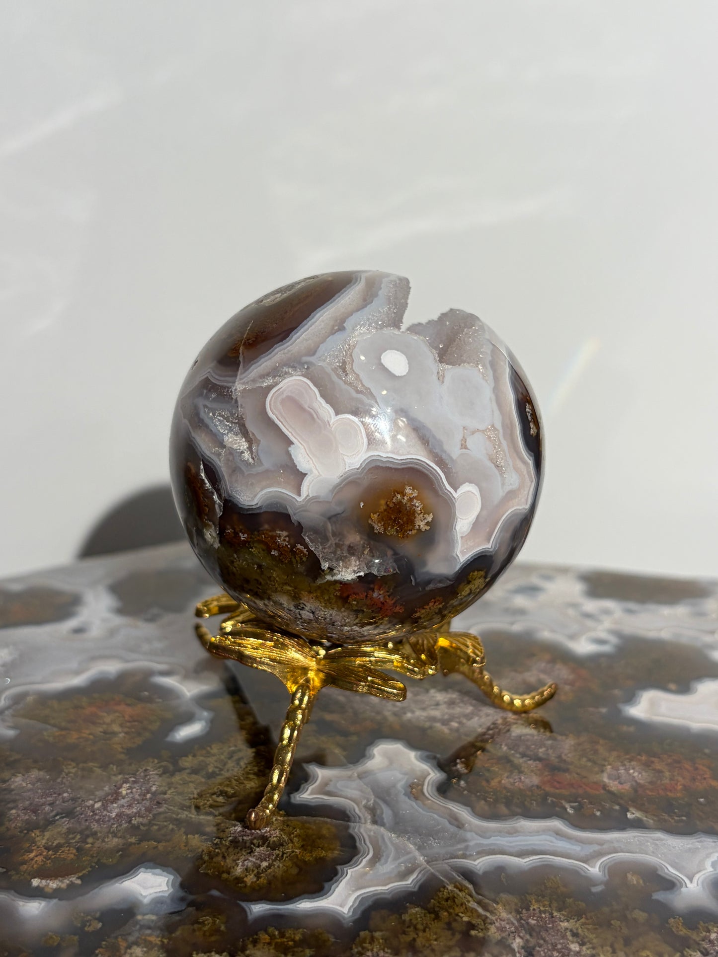 “Celestial Frost” Druzy Nebula Agate Sphere A