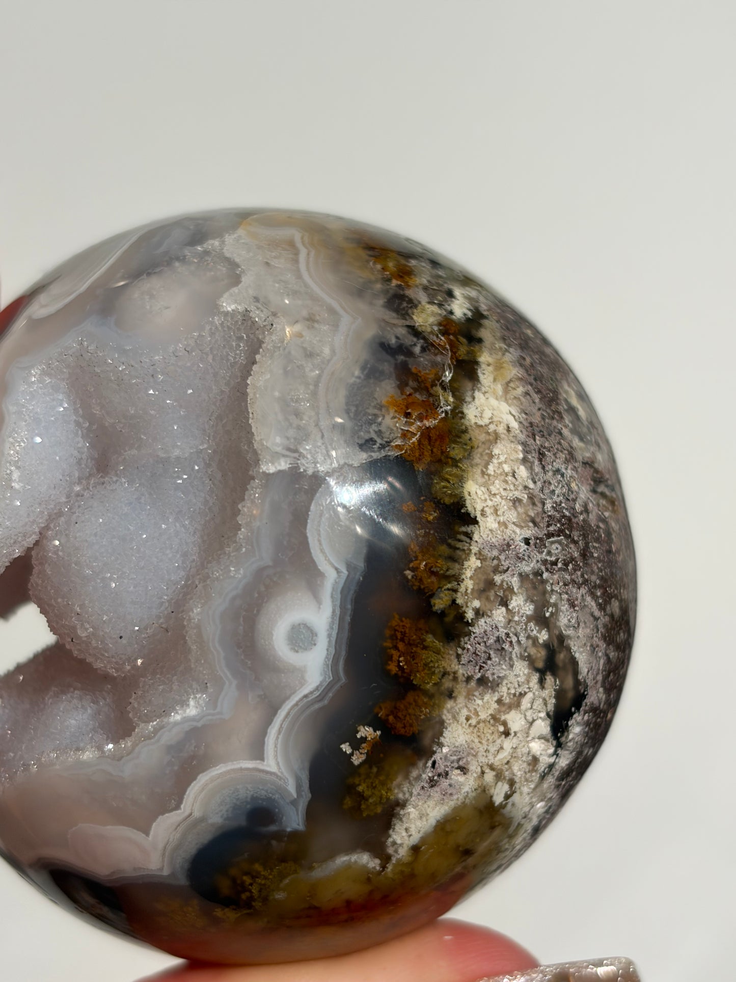 “Celestial Frost” Druzy Nebula Agate Sphere A