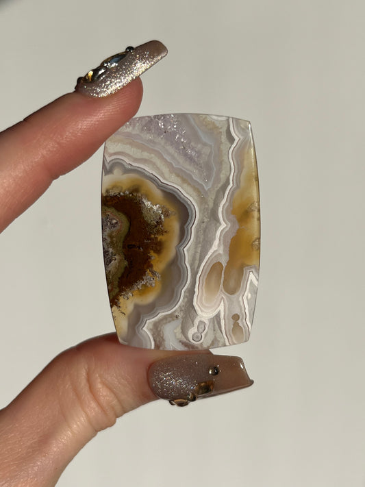 Nebula Agate with Amethyst Rectangle Cabochon