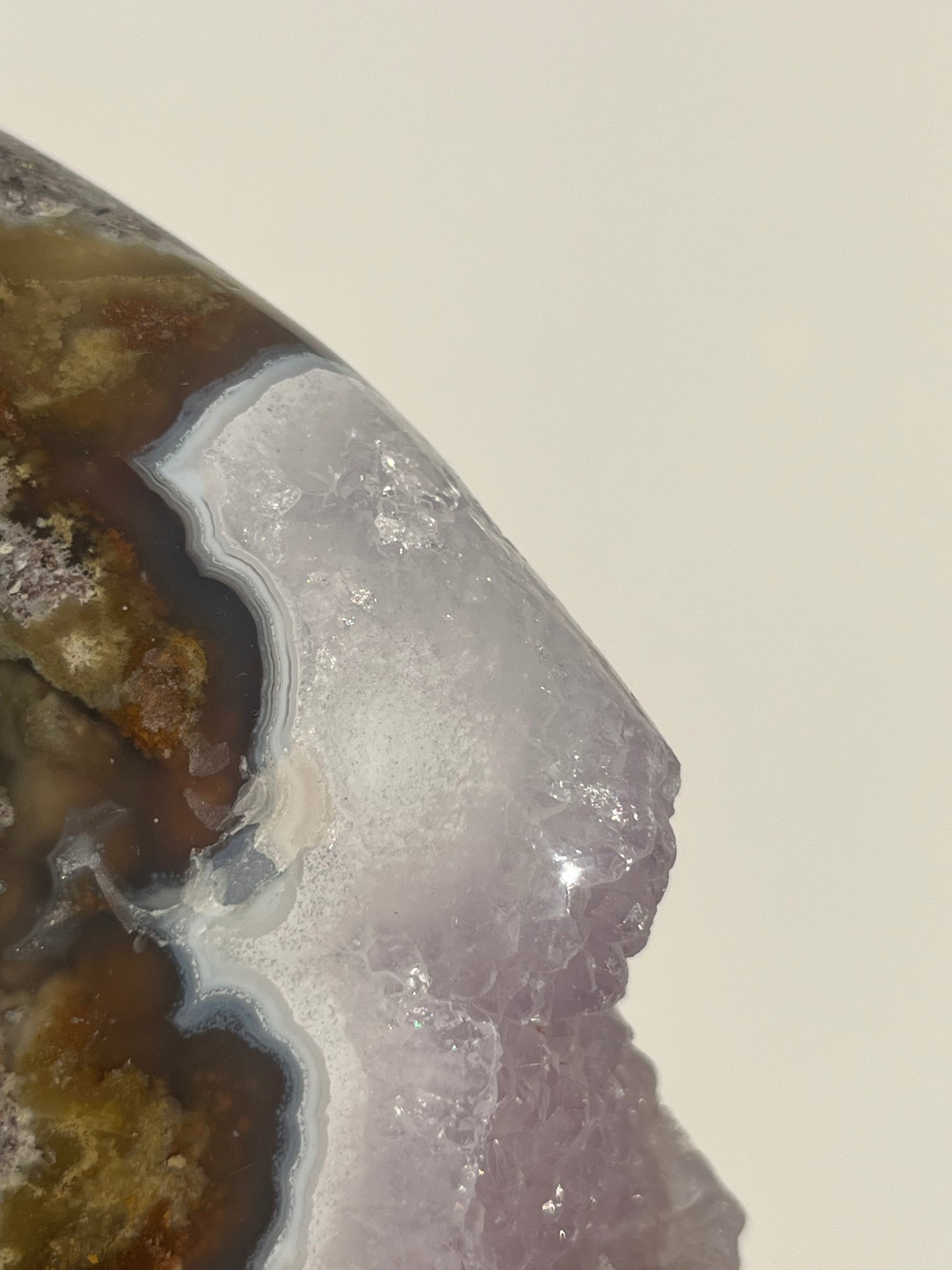 ‘Seraphique’ Nebula Agate with Scenic Moss and Amethyst Semi Polished Freeform B