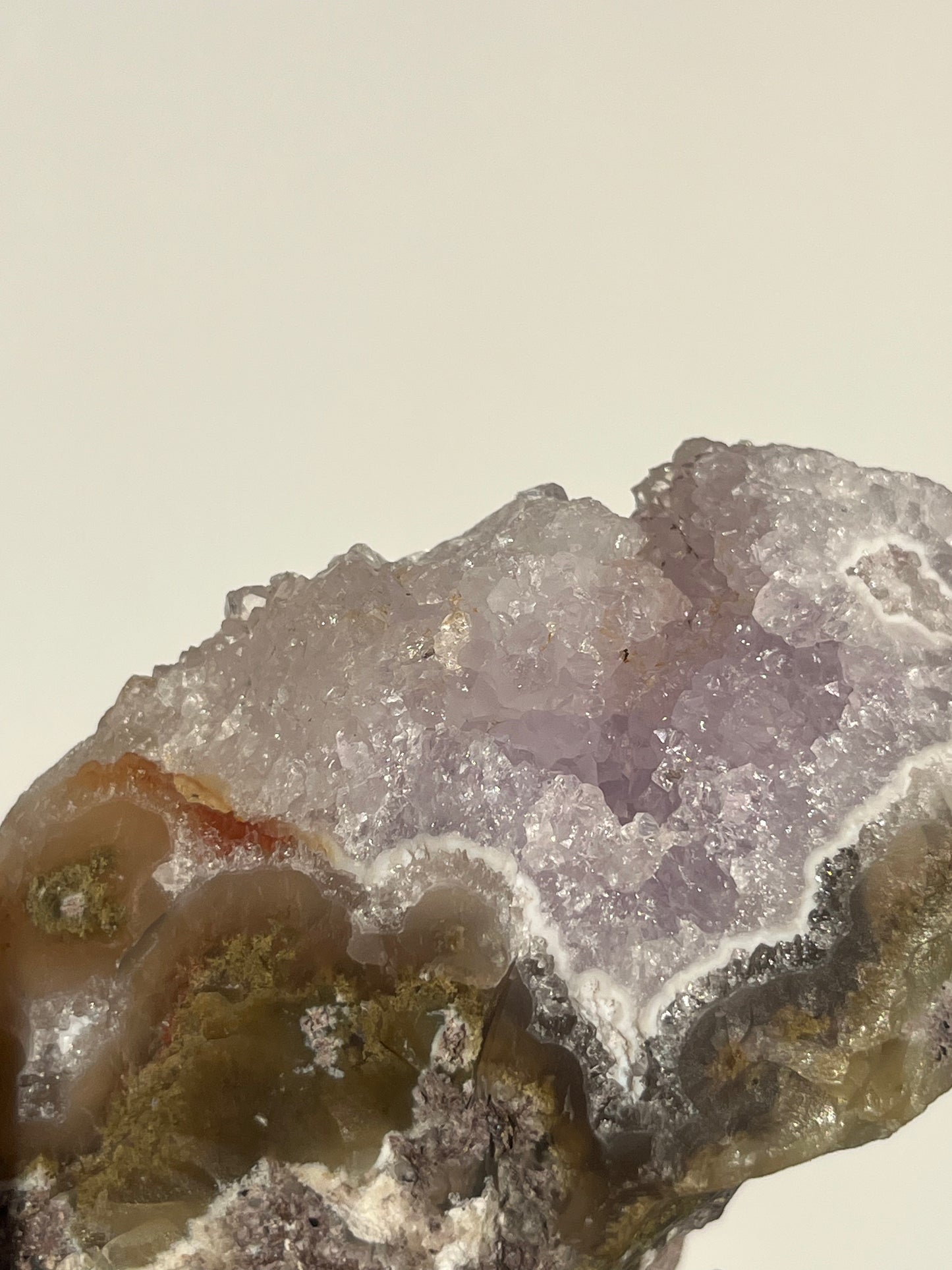 ‘Coralline Tides’ Spherulitic Columnar Nebula Agate with Scenic Moss, Amethyst and Natural Carnelian Semi Polished Freeform