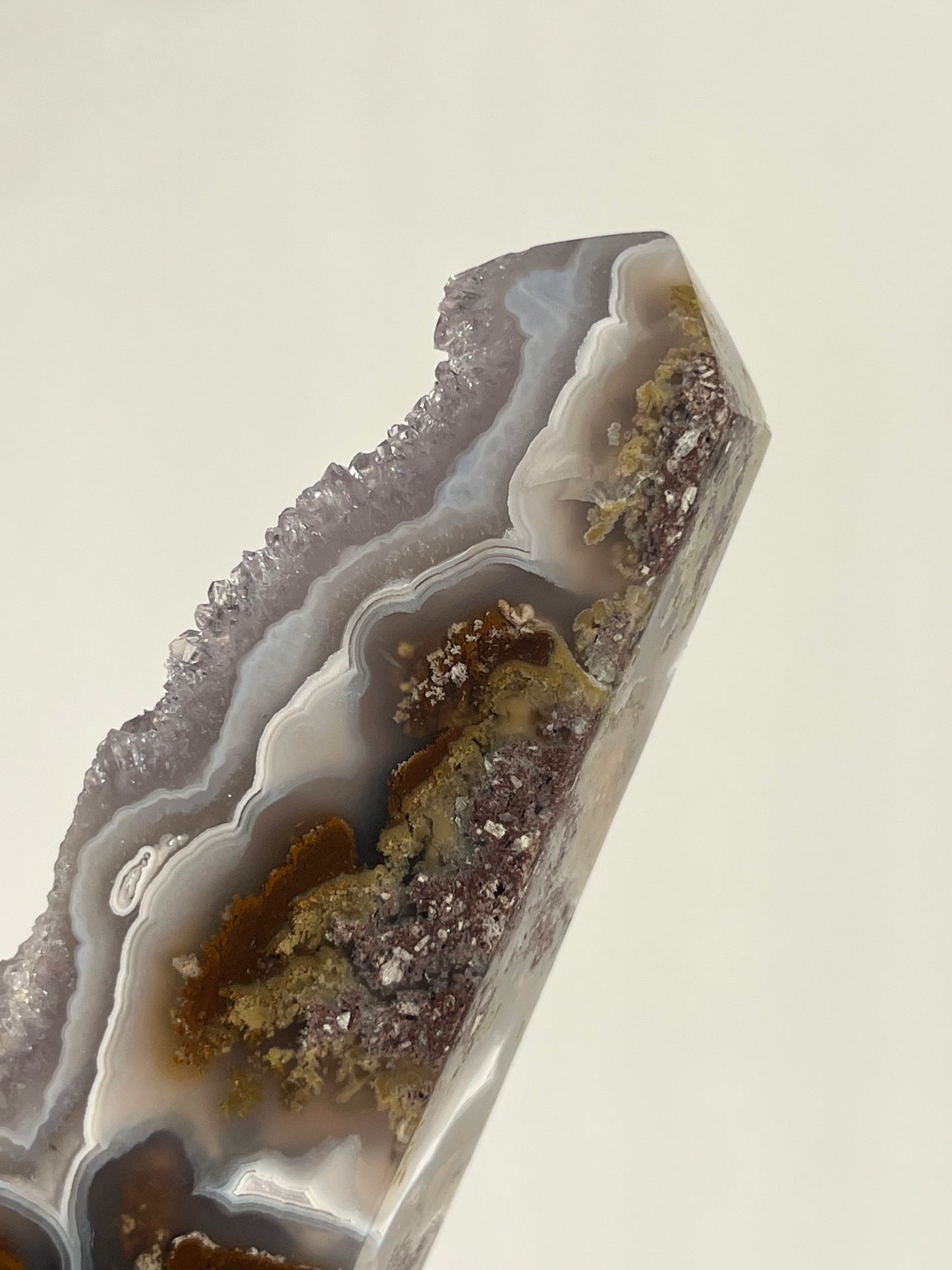 ‘The Astral Pillar’ Druzy Orbicular Nebula Agate with Amethyst Tower