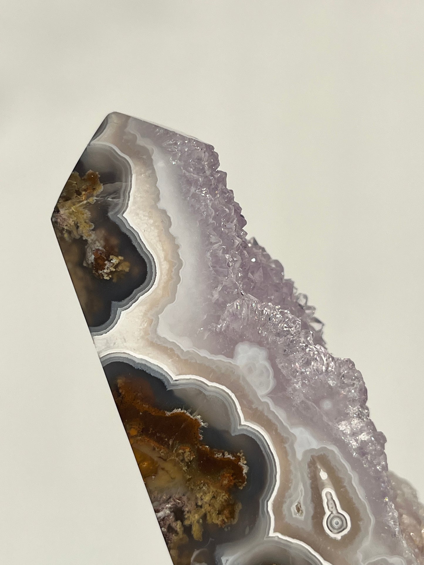 ‘The Astral Pillar’ Druzy Orbicular Nebula Agate with Amethyst Tower