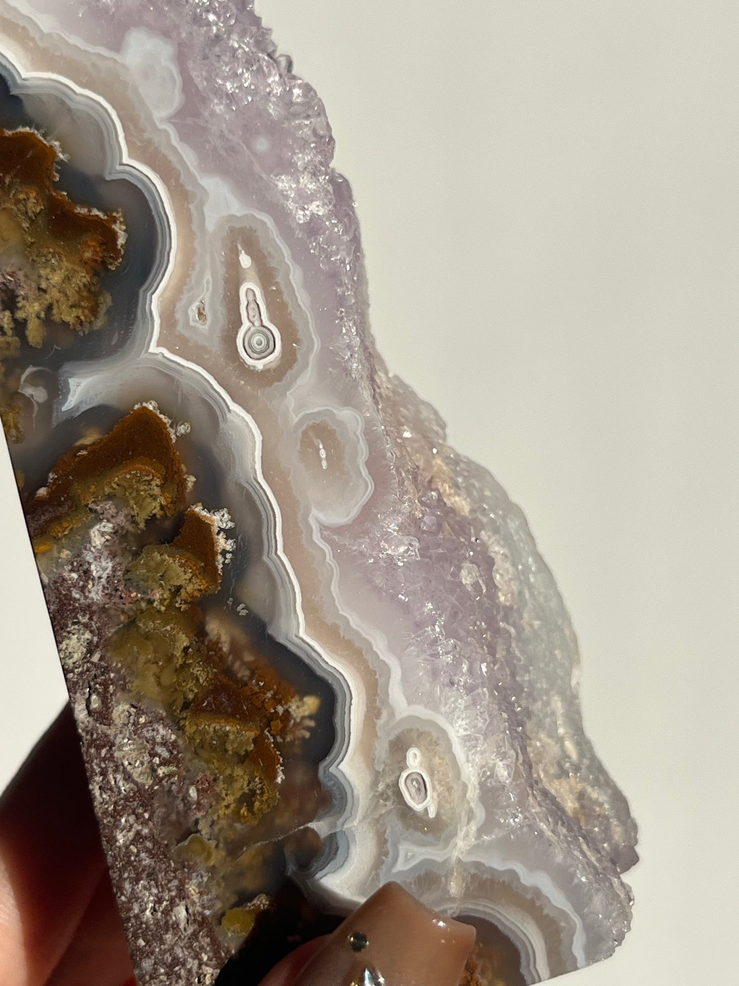 ‘The Astral Pillar’ Druzy Orbicular Nebula Agate with Amethyst Tower