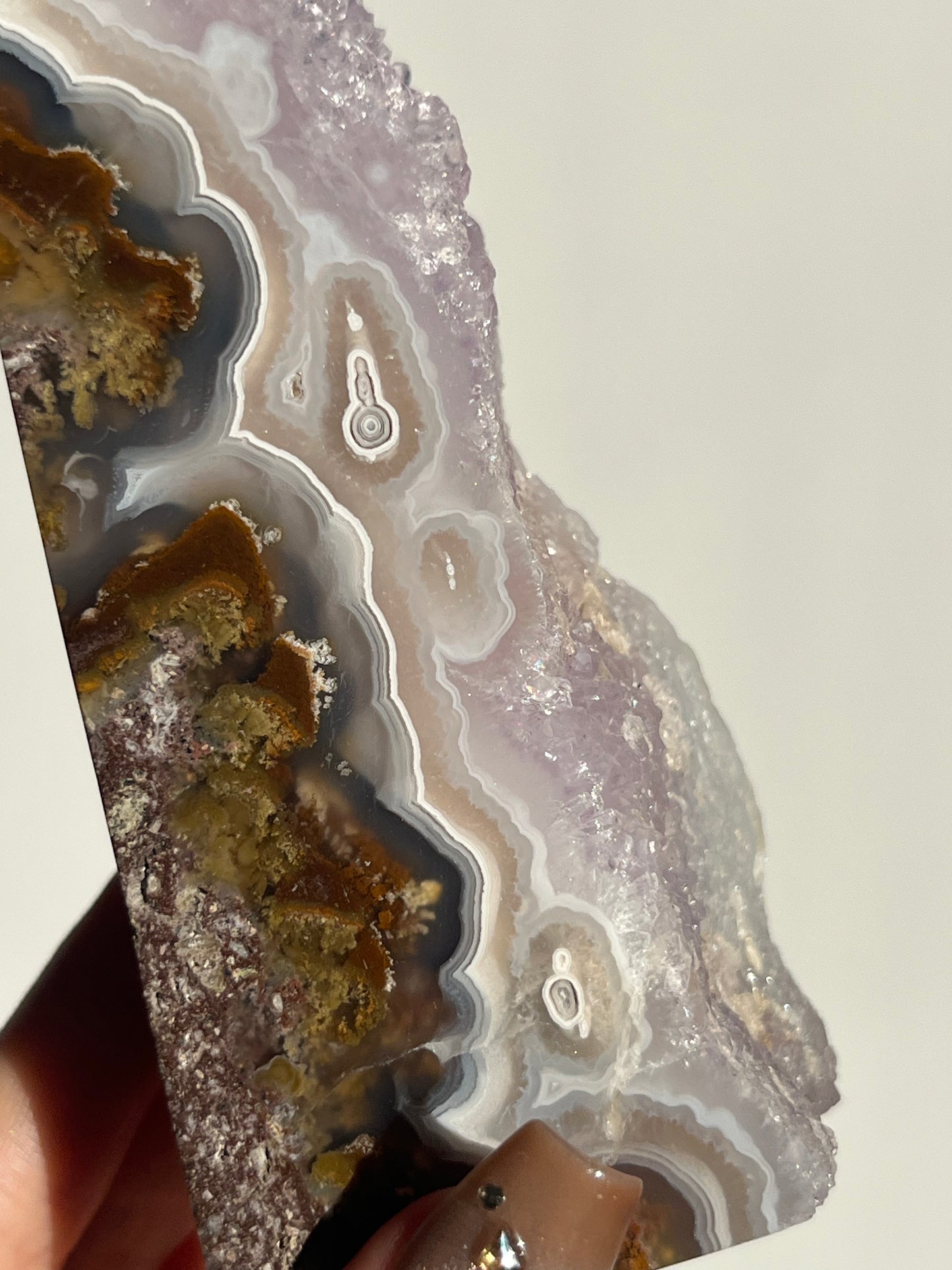 ‘The Astral Pillar’ Druzy Orbicular Nebula Agate with Amethyst Tower