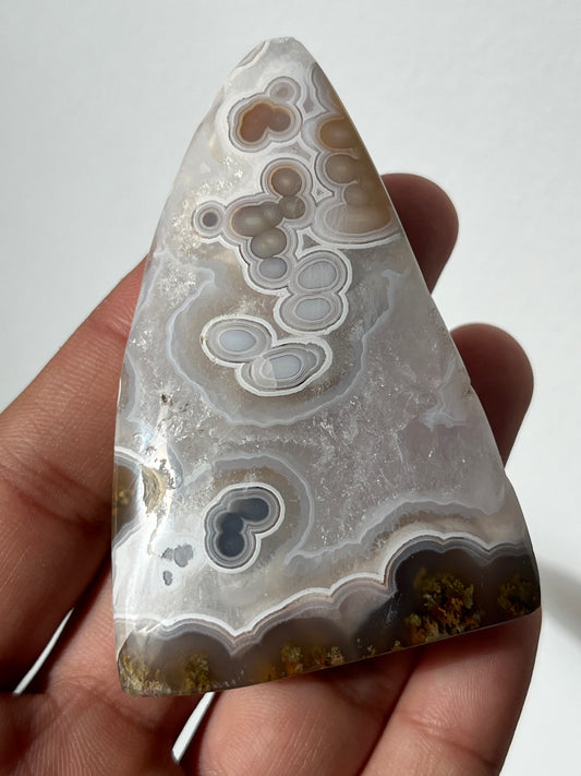 Orbicular Nebula Agate and Scenic Moss Standing Freeform B