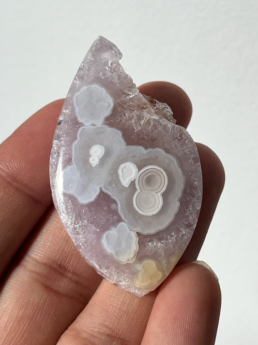 Nebula Agate and Amethyst Freeform Geode Cabochon