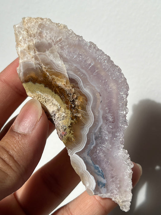 Nebula Agate, Amethyst and Scenic Moss Slab with Dendritic Inclusions B