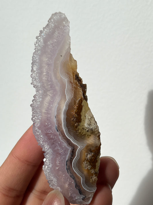 Nebula Agate, Amethyst and Scenic Moss Slab with Dendritic Inclusions D