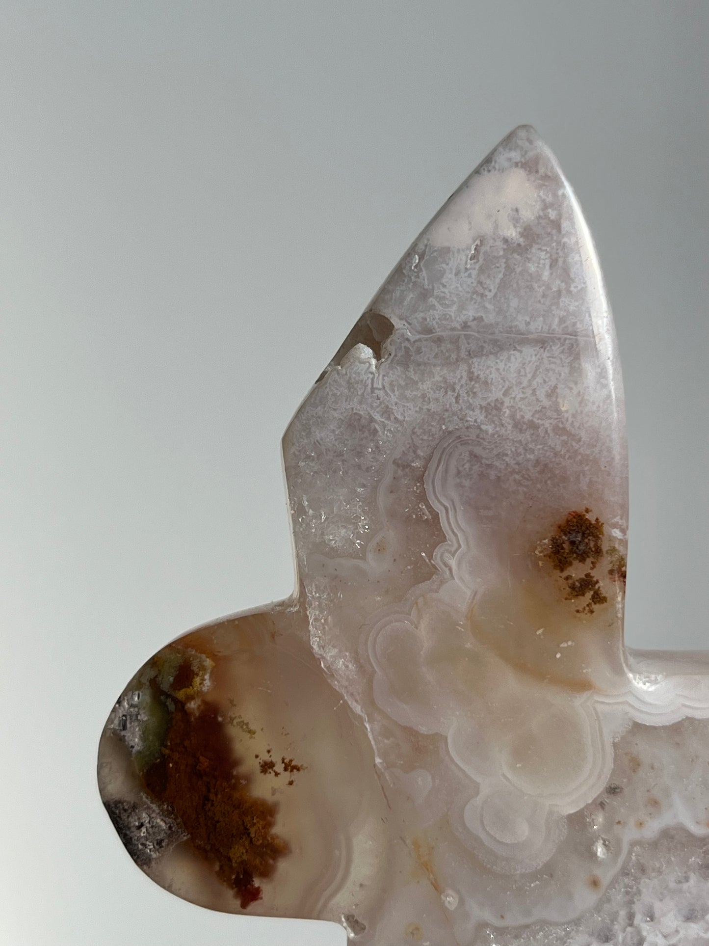 Nebula Agate with Scenic Moss 2D Butterfly Carving