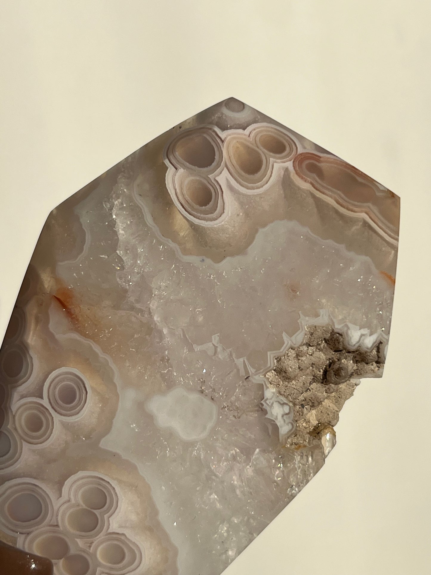 Orbicular Nebula Agate Coffin Carving