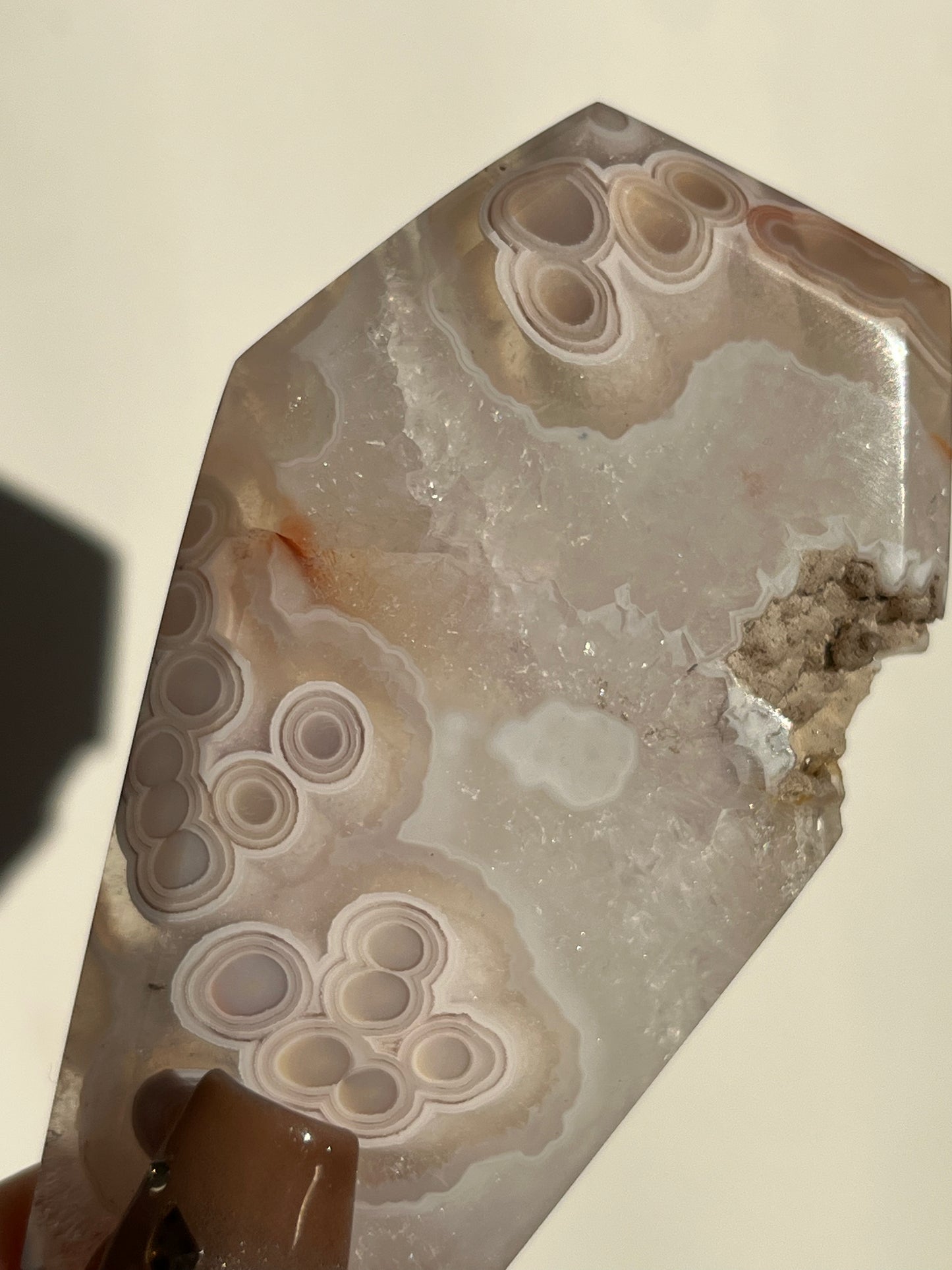 Orbicular Nebula Agate Coffin Carving