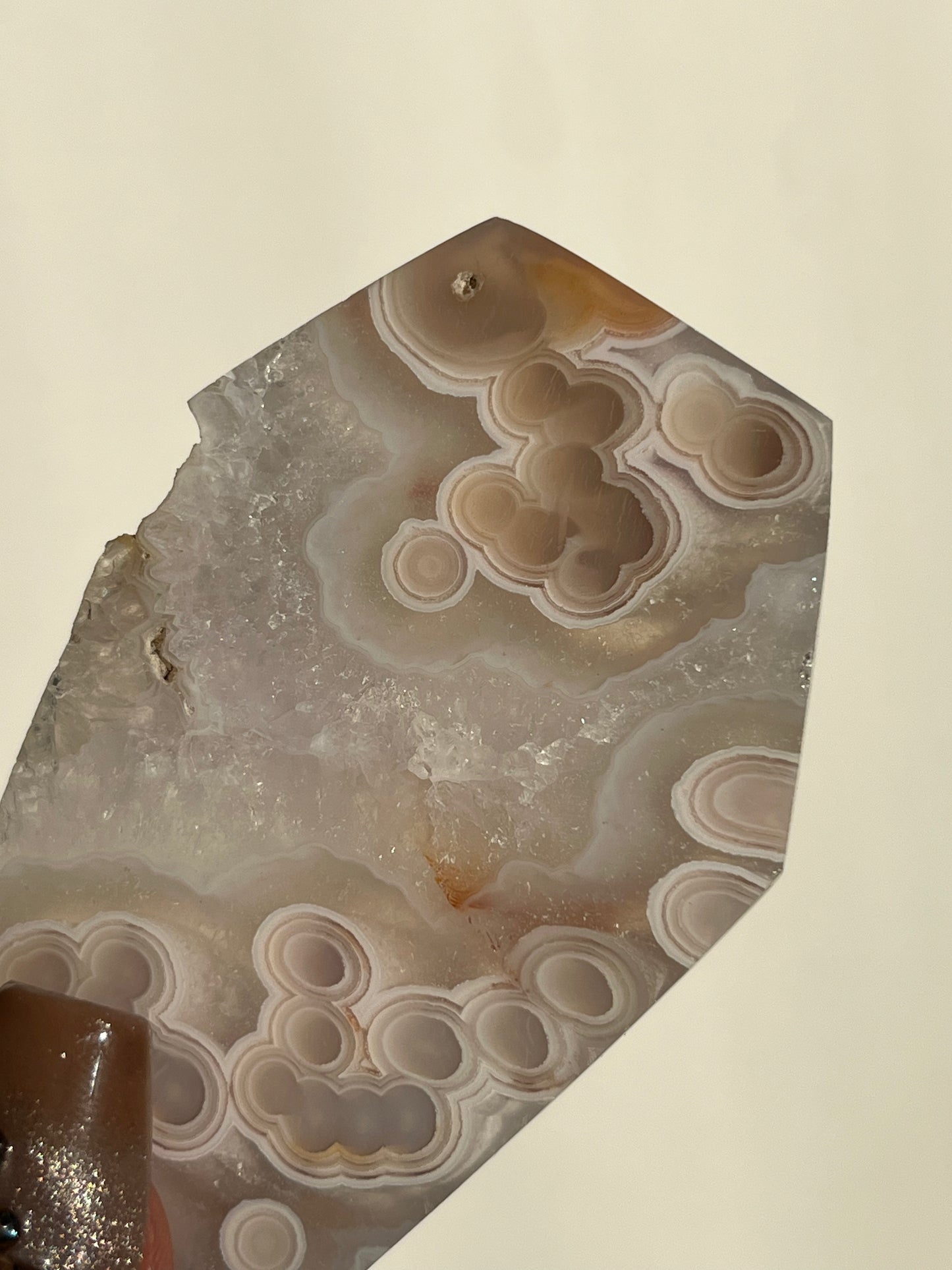 Orbicular Nebula Agate Coffin Carving