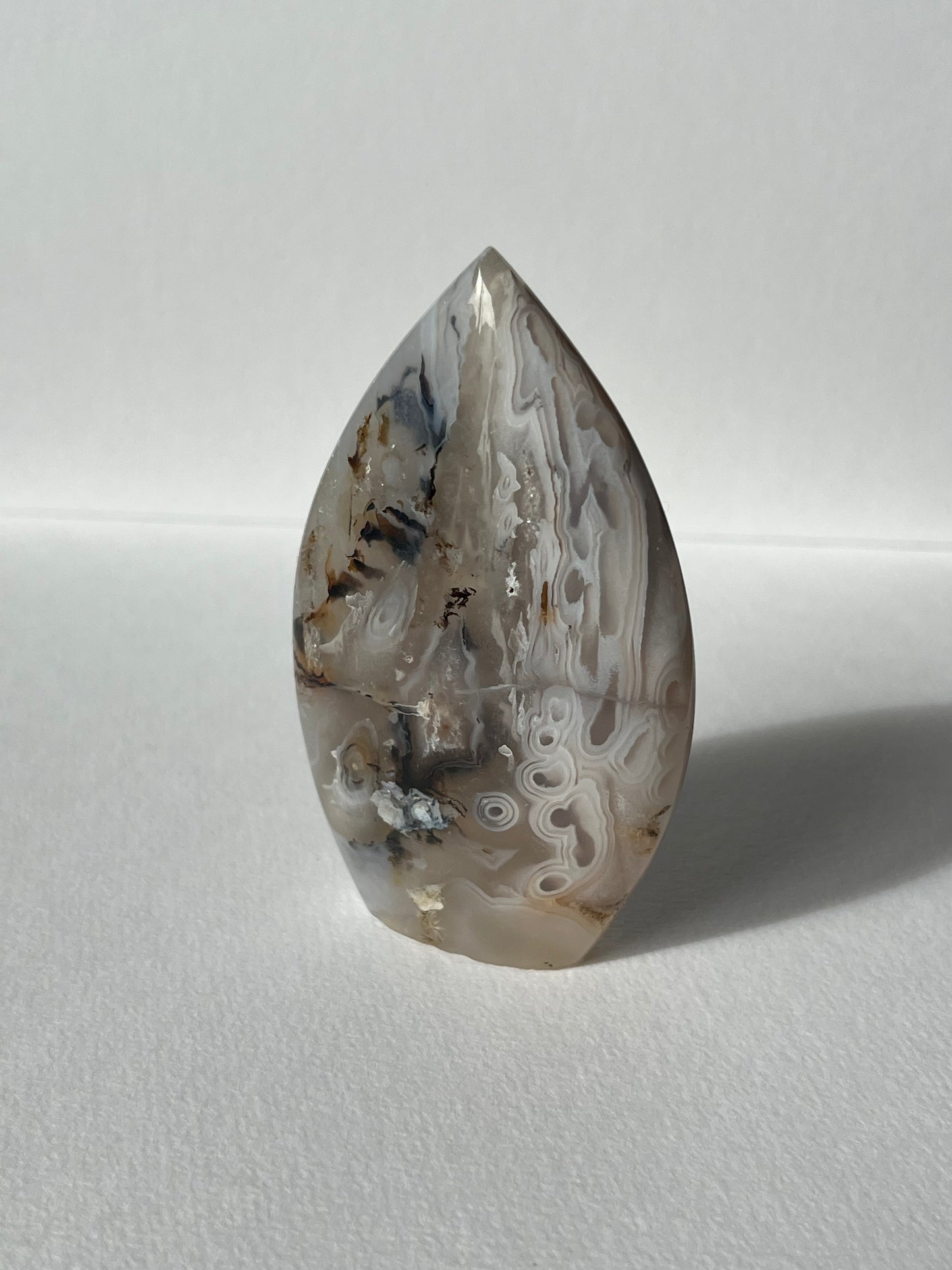 Orbicular Nebula Agate Flame with Dendritic Inclusions C