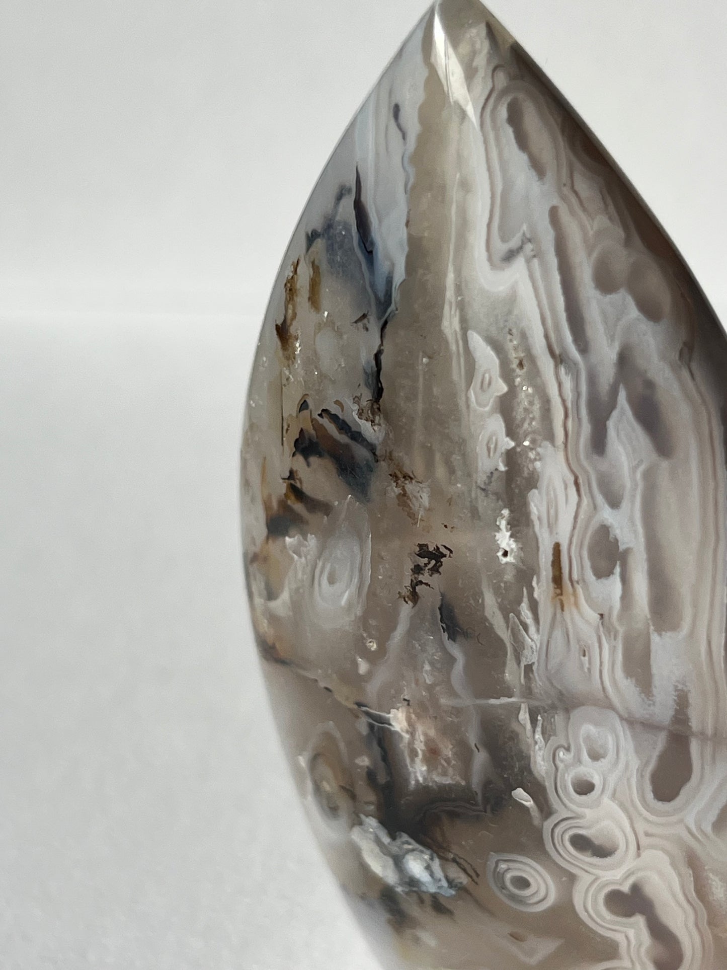 Orbicular Nebula Agate Flame with Dendritic Inclusions C