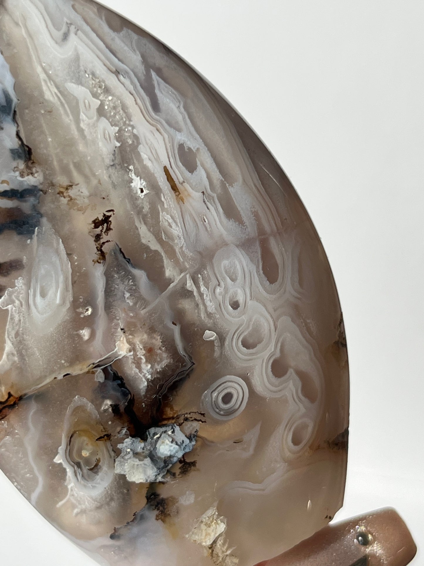 Orbicular Nebula Agate Flame with Dendritic Inclusions C