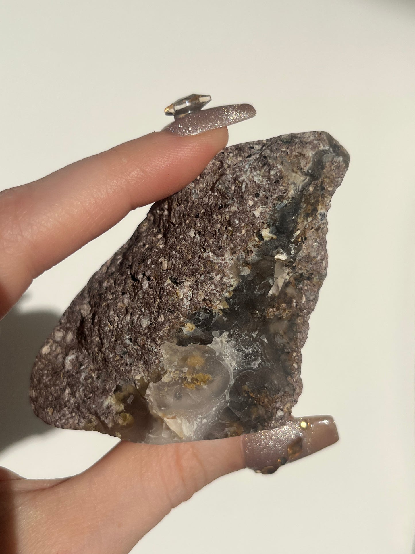 ‘Misty Mountain’ Nebula Agate with Scenic Moss Semi Polished Lens Freeform