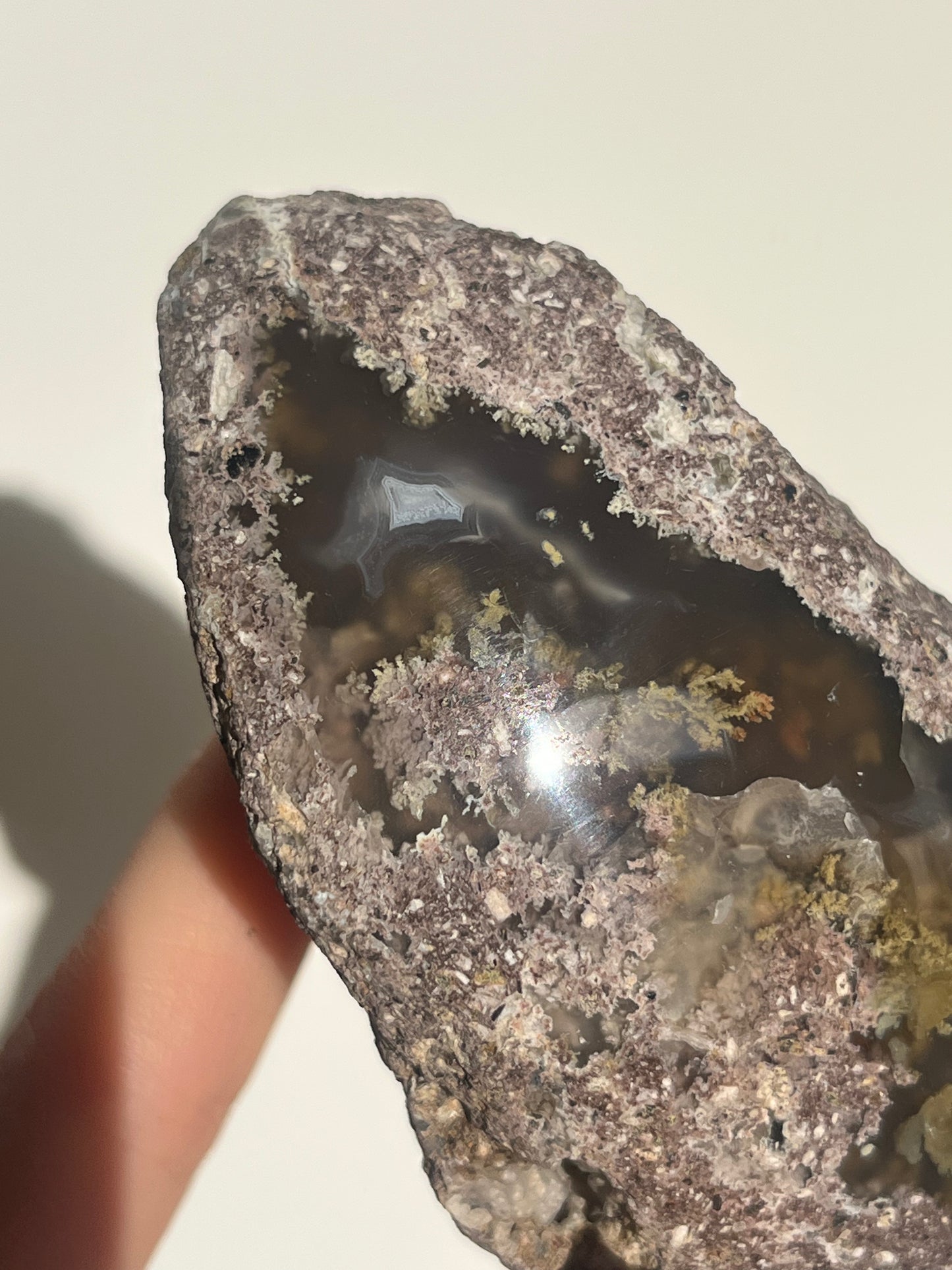 ‘Misty Mountain’ Nebula Agate with Scenic Moss Semi Polished Lens Freeform