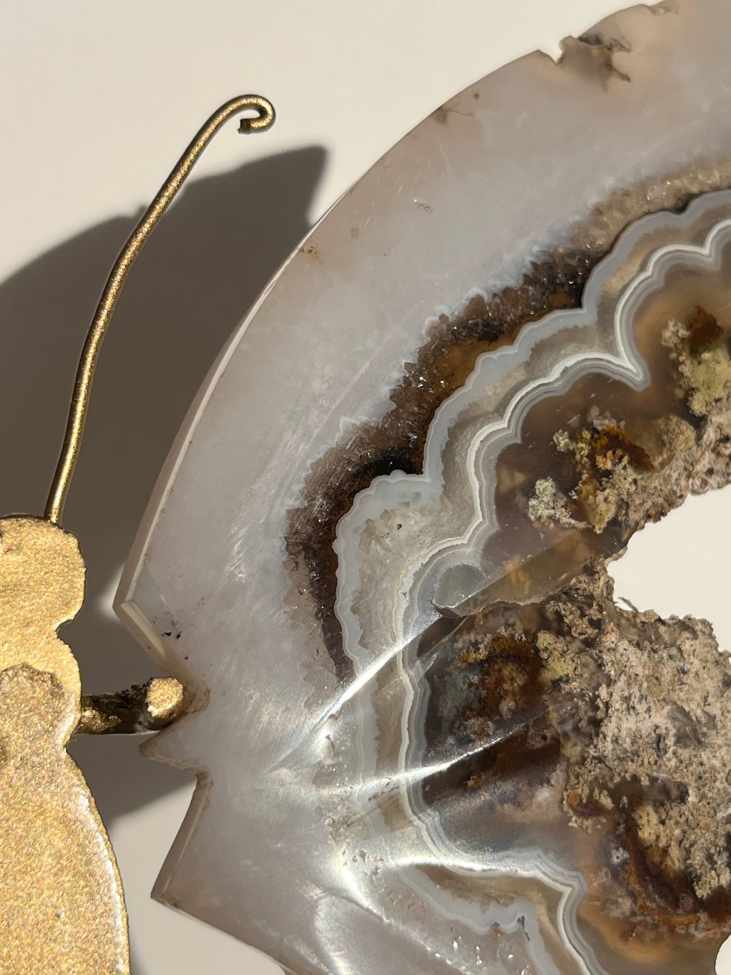 Nebula Agate with Dendritic Inclusions Butterfly on Stand