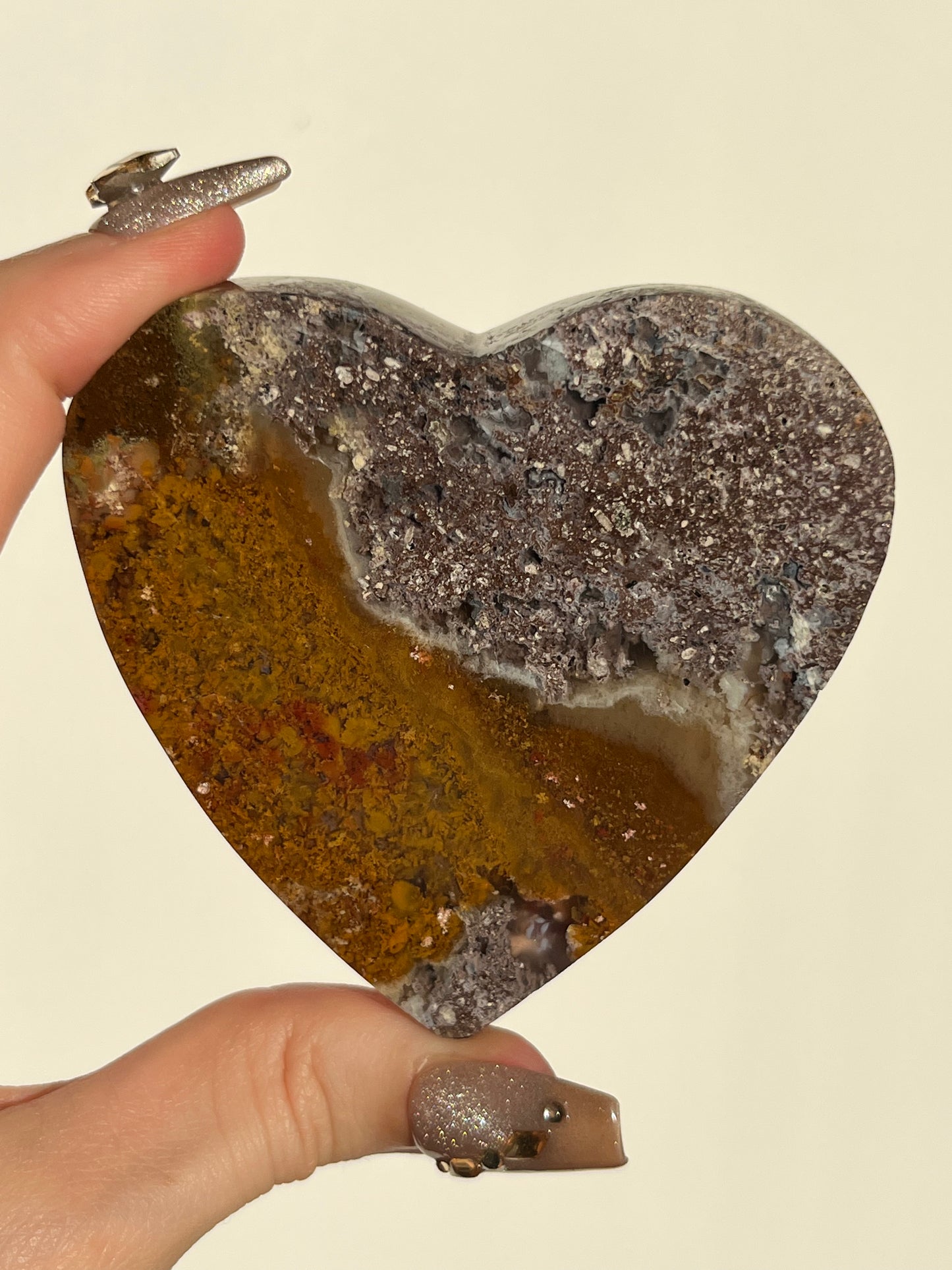 Nebula Agate Heart with Red Moss Inclusions E