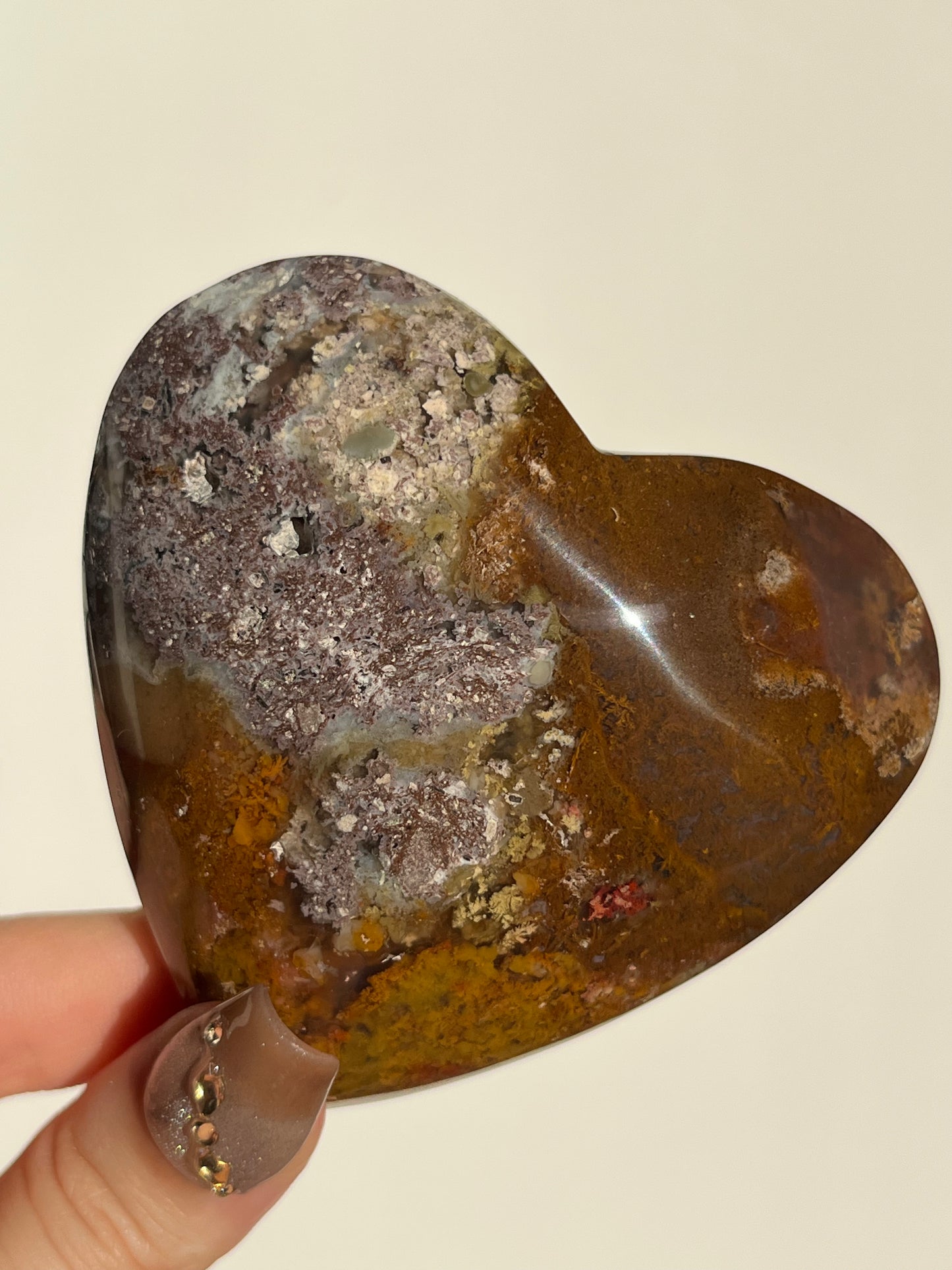 Nebula Agate Heart with Red Moss Inclusions E