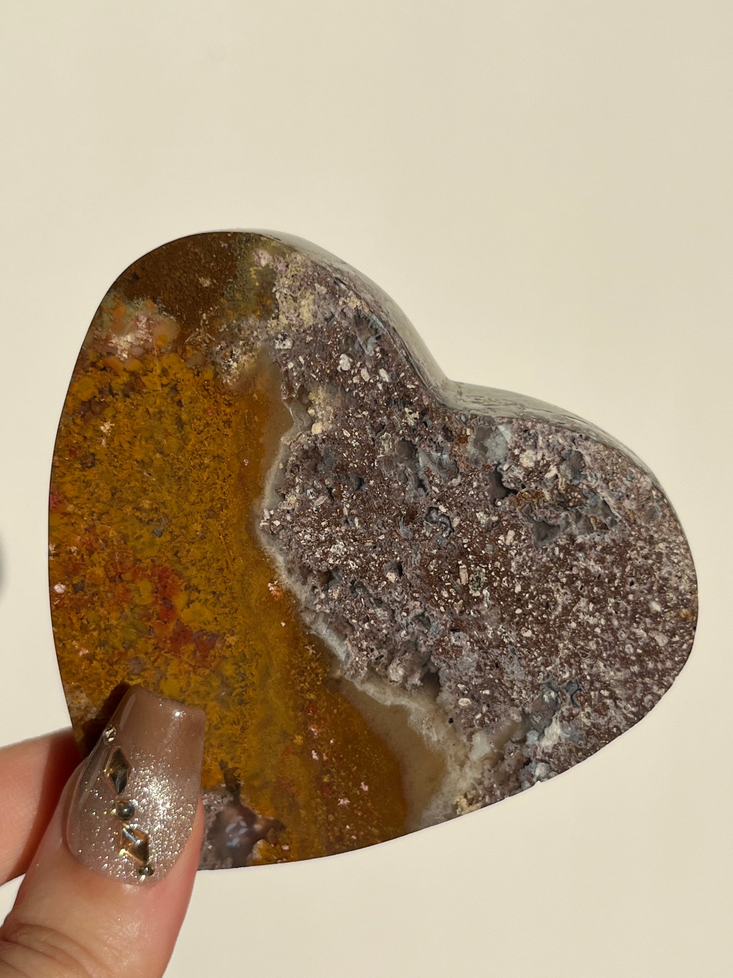 Nebula Agate Heart with Red Moss Inclusions E