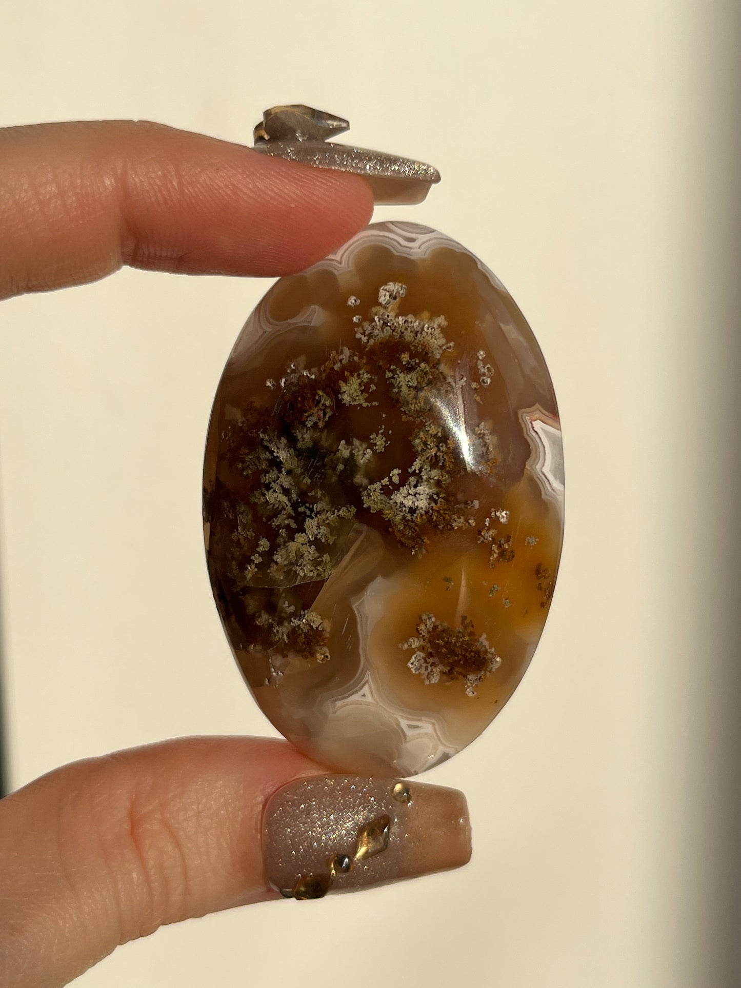 Orbicular Nebula Agate and Multicoloured Scenic Moss Palmstone C