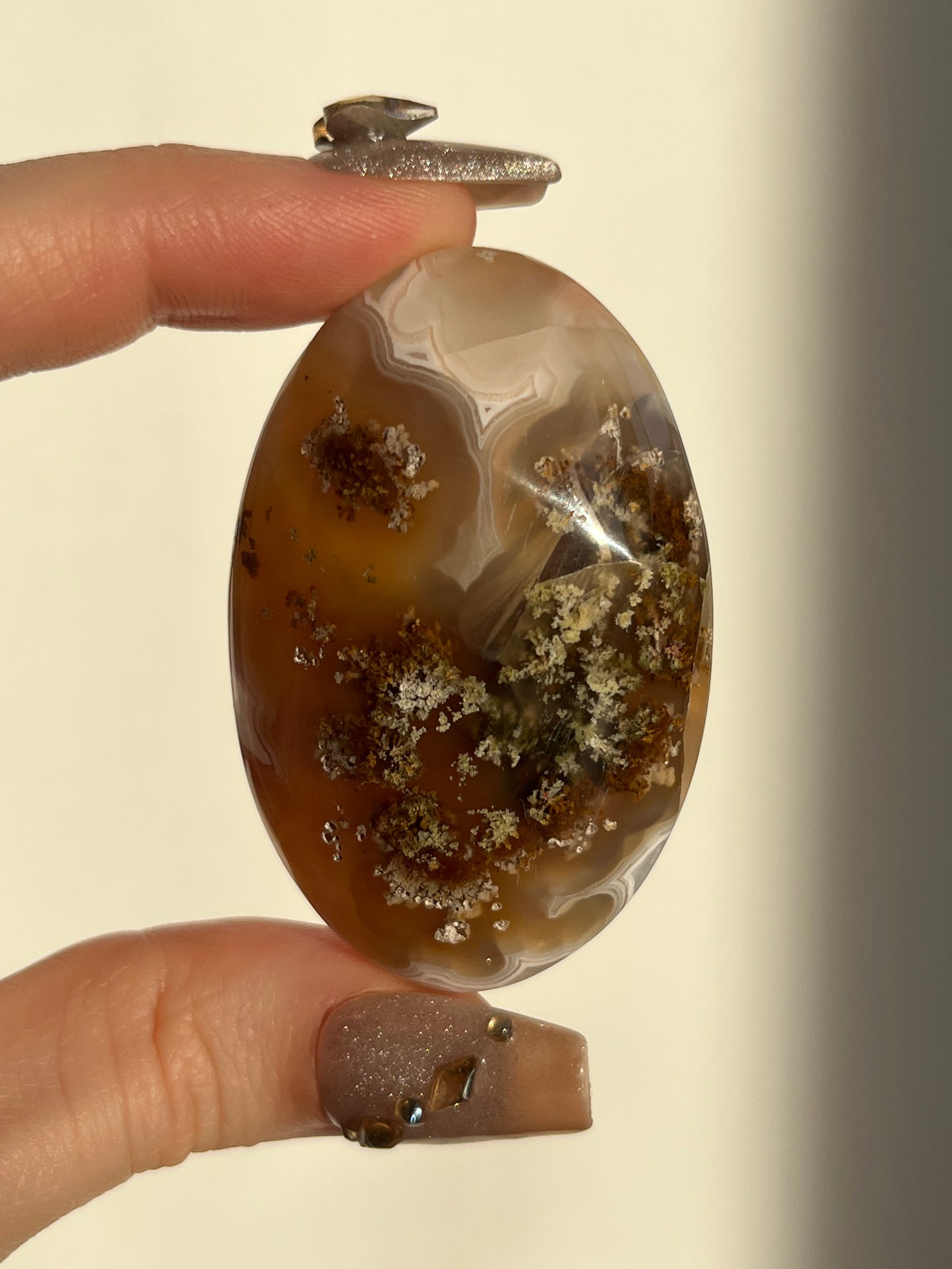 Orbicular Nebula Agate and Multicoloured Scenic Moss Palmstone C