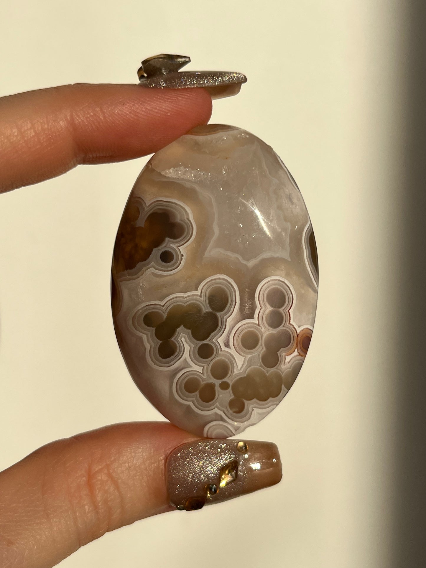 Orbicular Nebula Agate and Multicoloured Scenic Moss Palmstone C