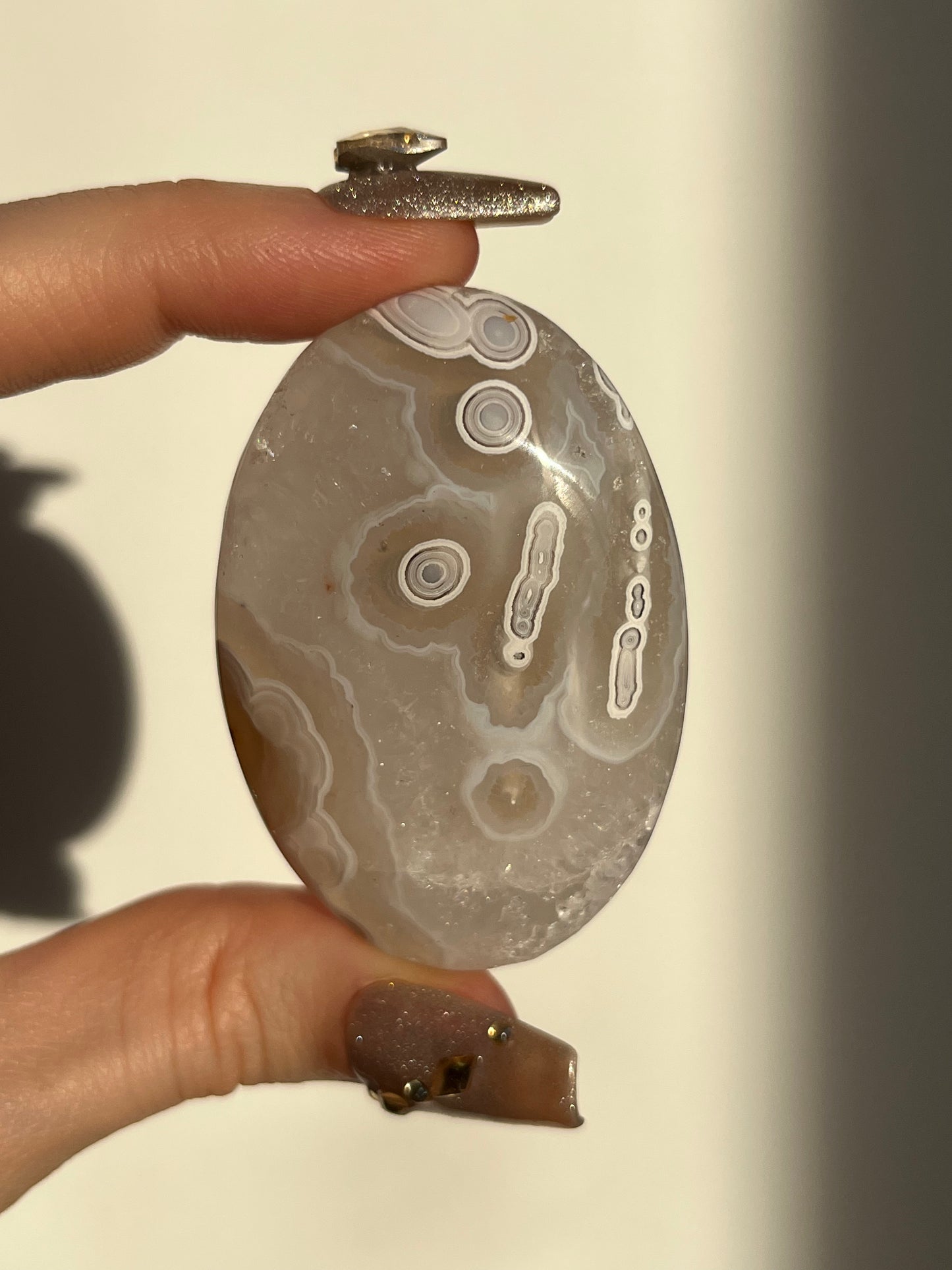 Orbicular Nebula Agate and Scenic Moss Palmstone D