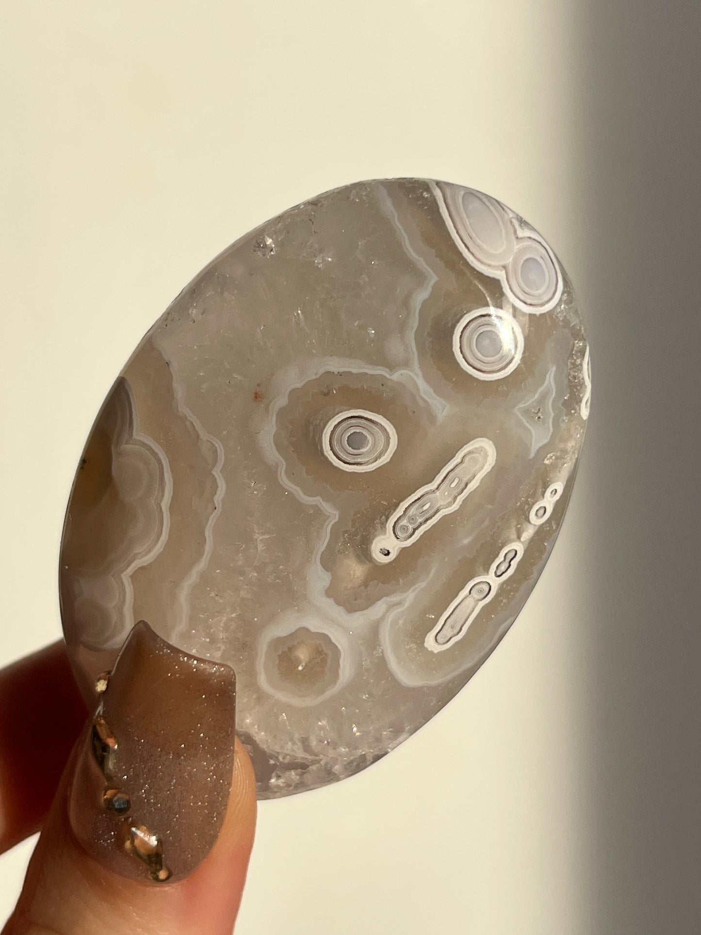 Orbicular Nebula Agate and Scenic Moss Palmstone D