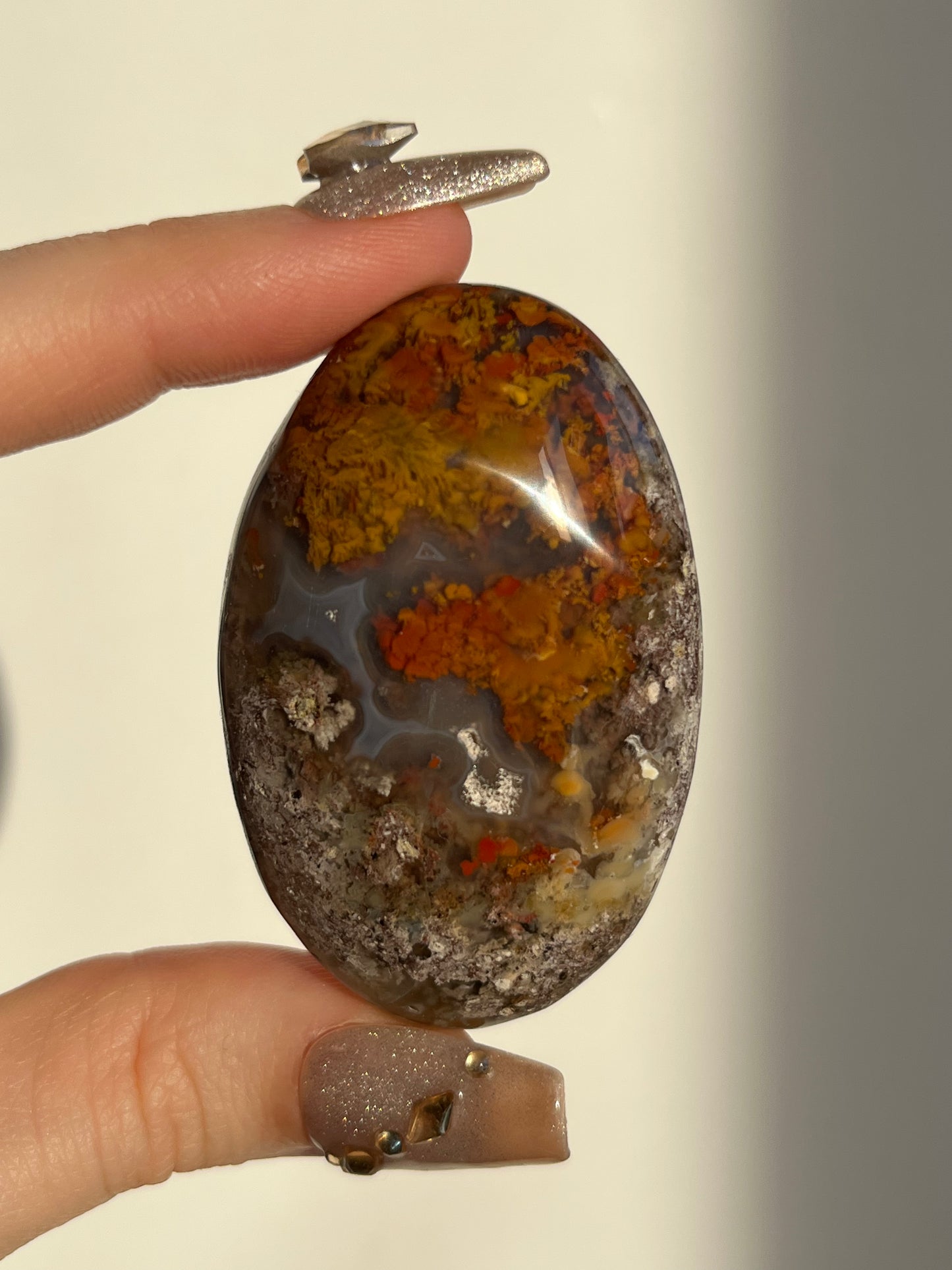 Nebula Agate and Multicoloured Scenic Moss Palmstone E