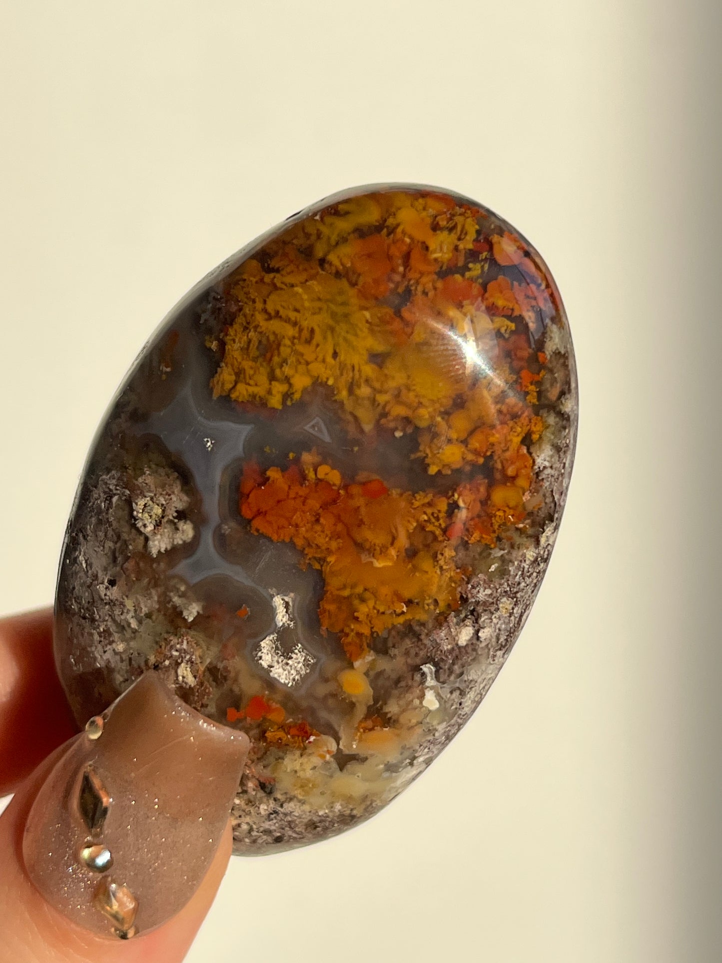 Nebula Agate and Multicoloured Scenic Moss Palmstone E