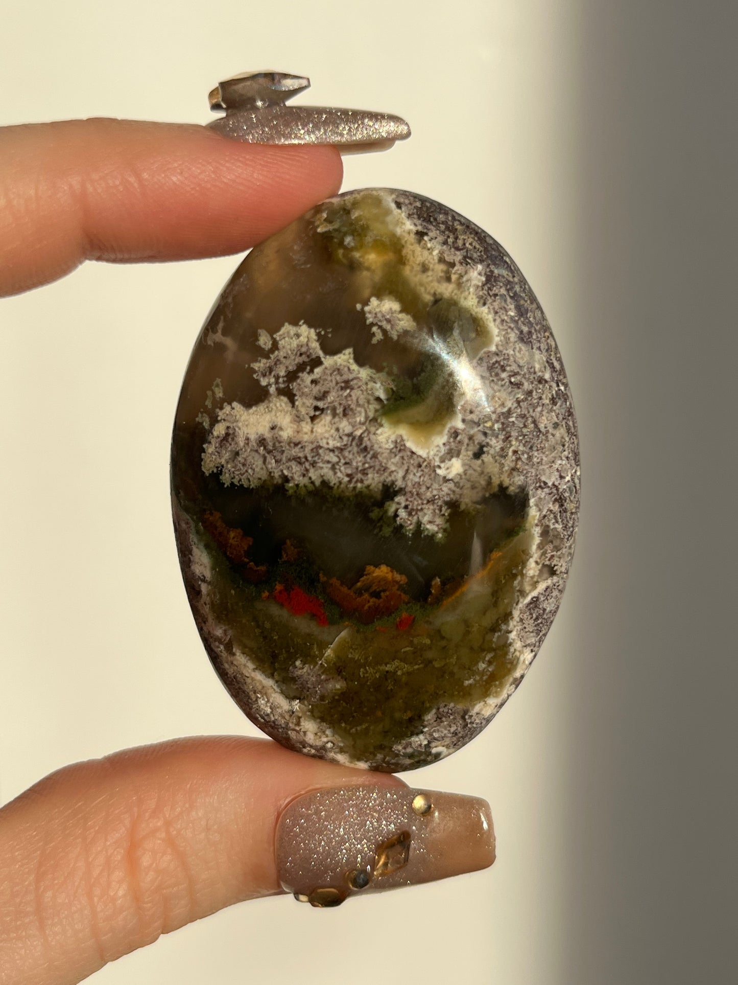 Nebula Agate and Multicoloured Scenic Moss Palmstone G