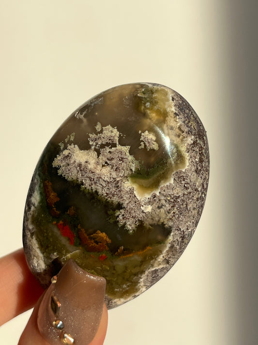 Nebula Agate and Multicoloured Scenic Moss Palmstone G