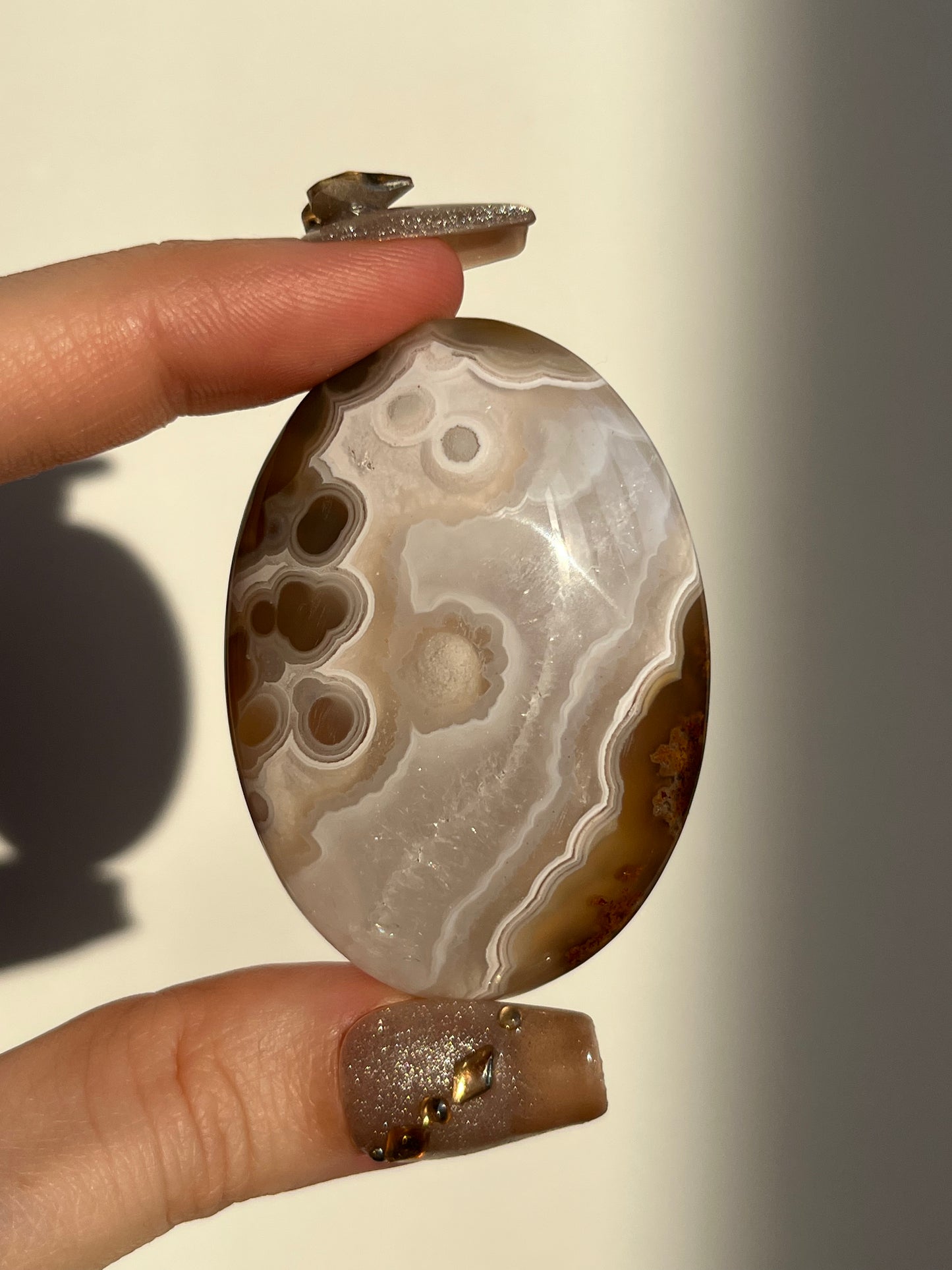 Nebula Agate and Multicoloured Scenic Moss Palmstone H