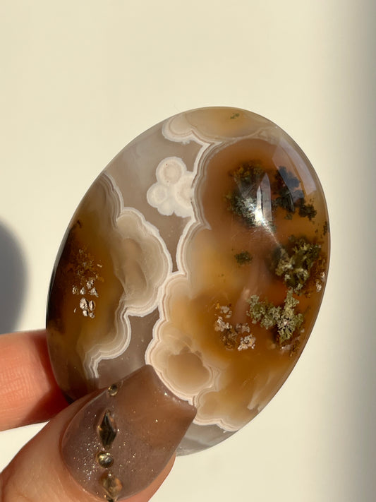 Nebula Agate and Multicoloured Scenic Moss Palmstone H