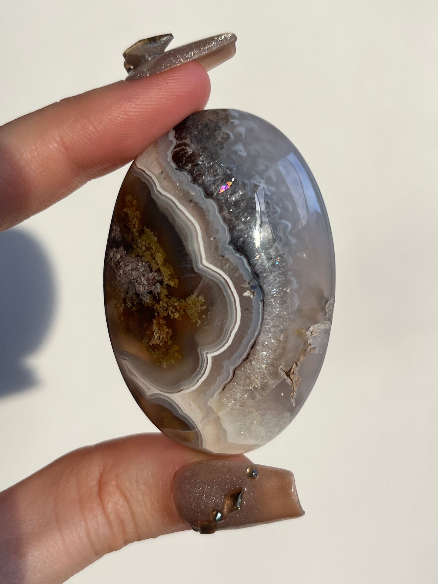 Nebula Agate and Scenic Moss Palmstone with Dendritic Inclusions I
