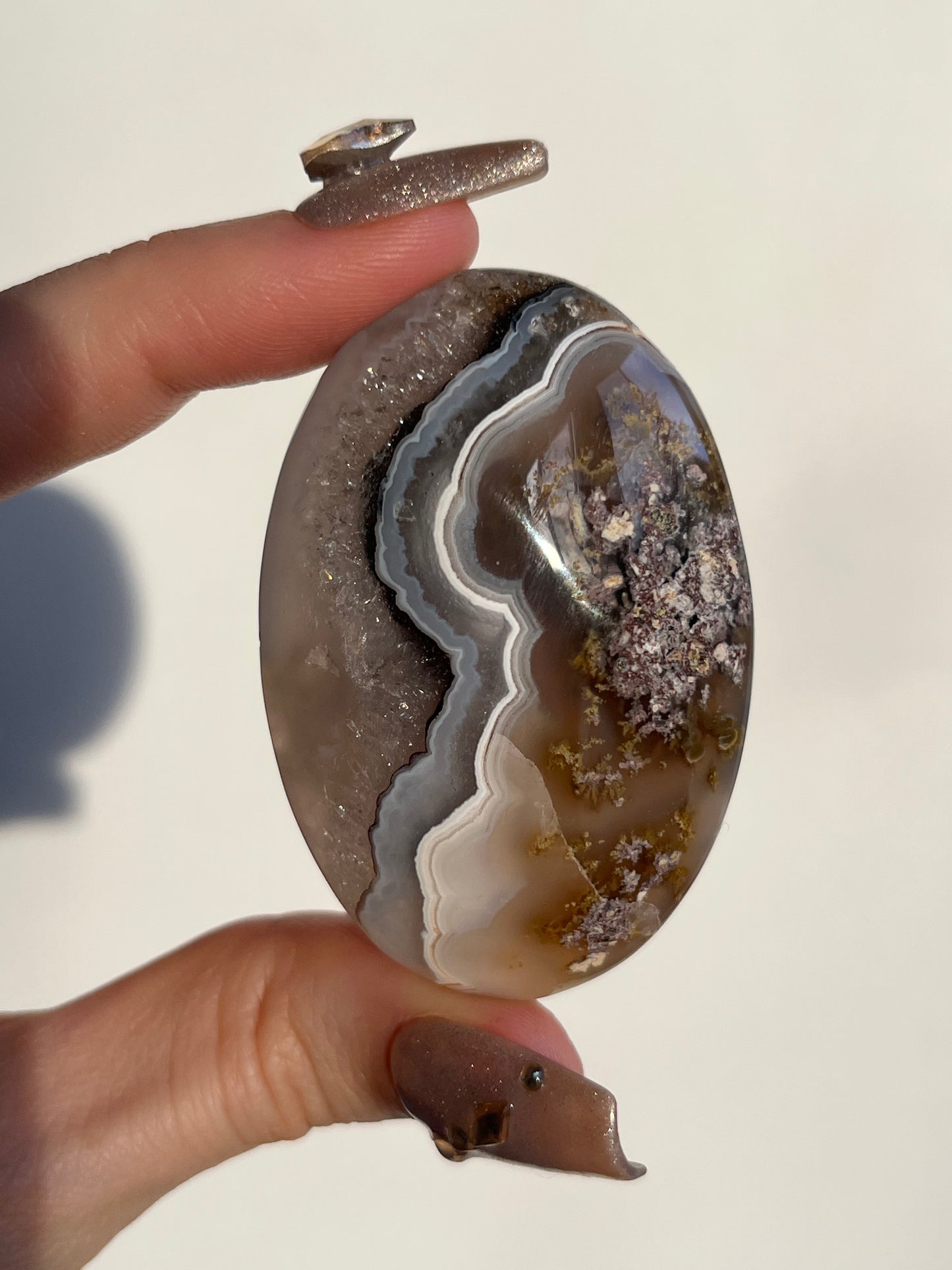 Nebula Agate and Scenic Moss Palmstone with Dendritic Inclusions I