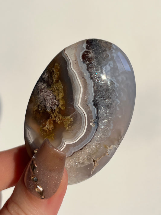 Nebula Agate and Scenic Moss Palmstone with Dendritic Inclusions I