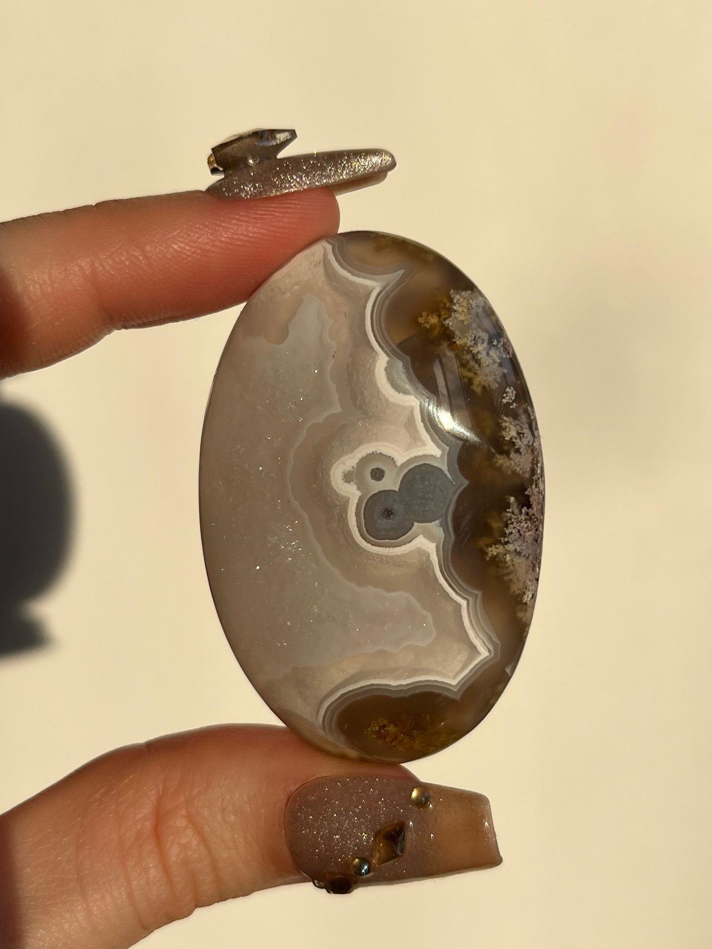 Nebula Agate and Scenic Moss Palmstone K