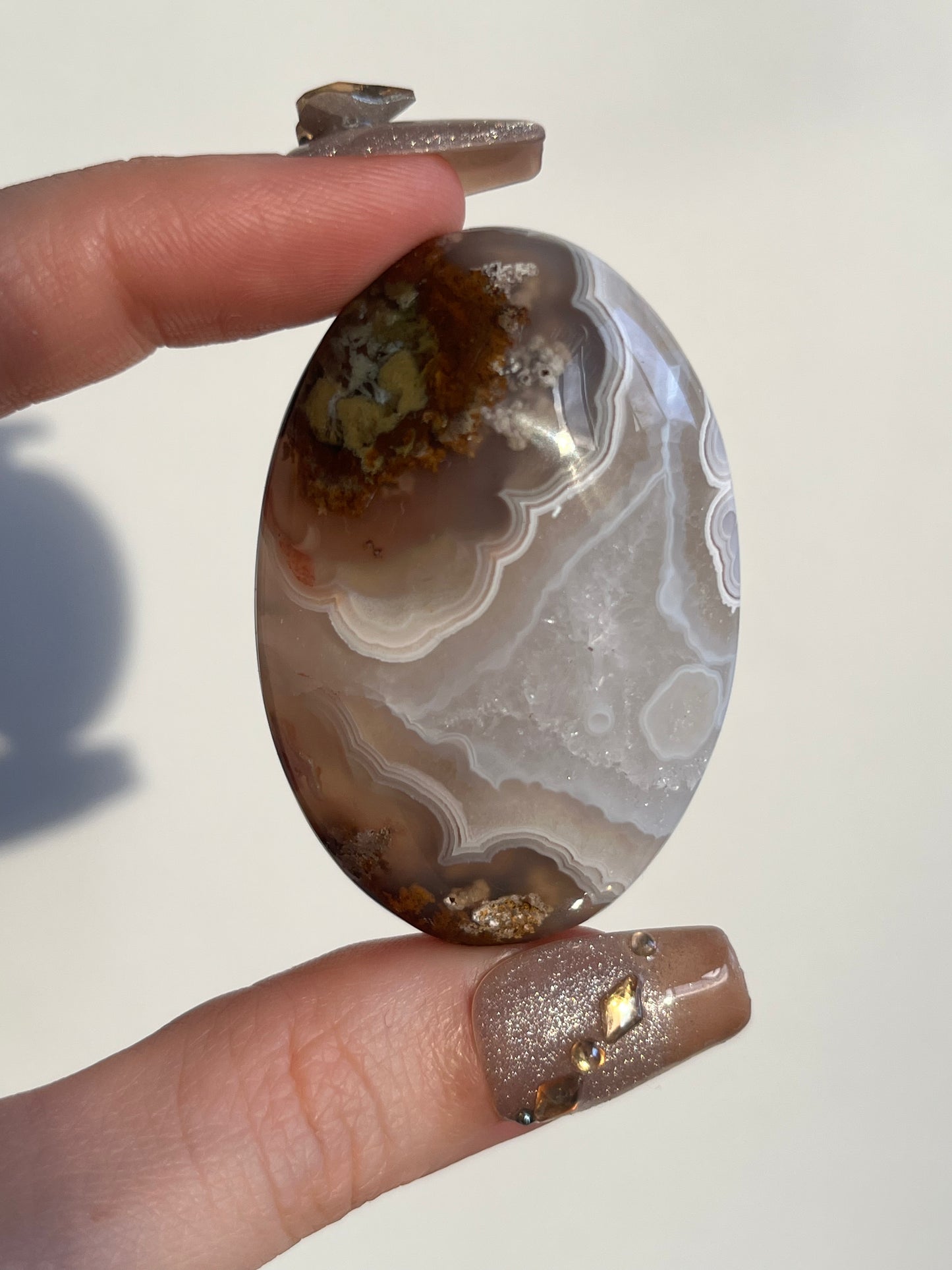 Orbicular Nebula Agate and Multicoloured Scenic Moss Palmstone L