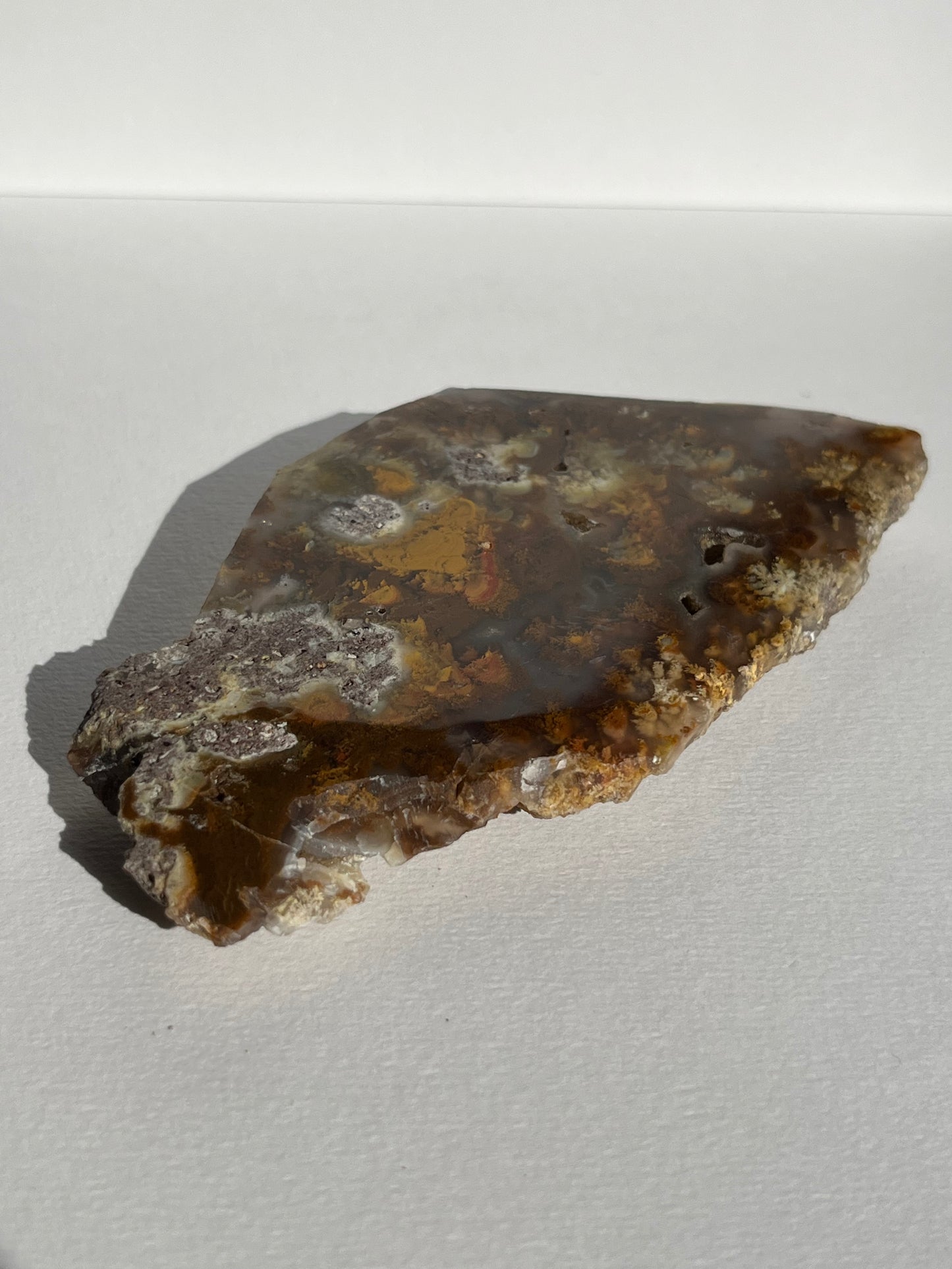 Nebula Agate with Multicoloured Moss and Red Moss Inclusions Semi Polished Slab B