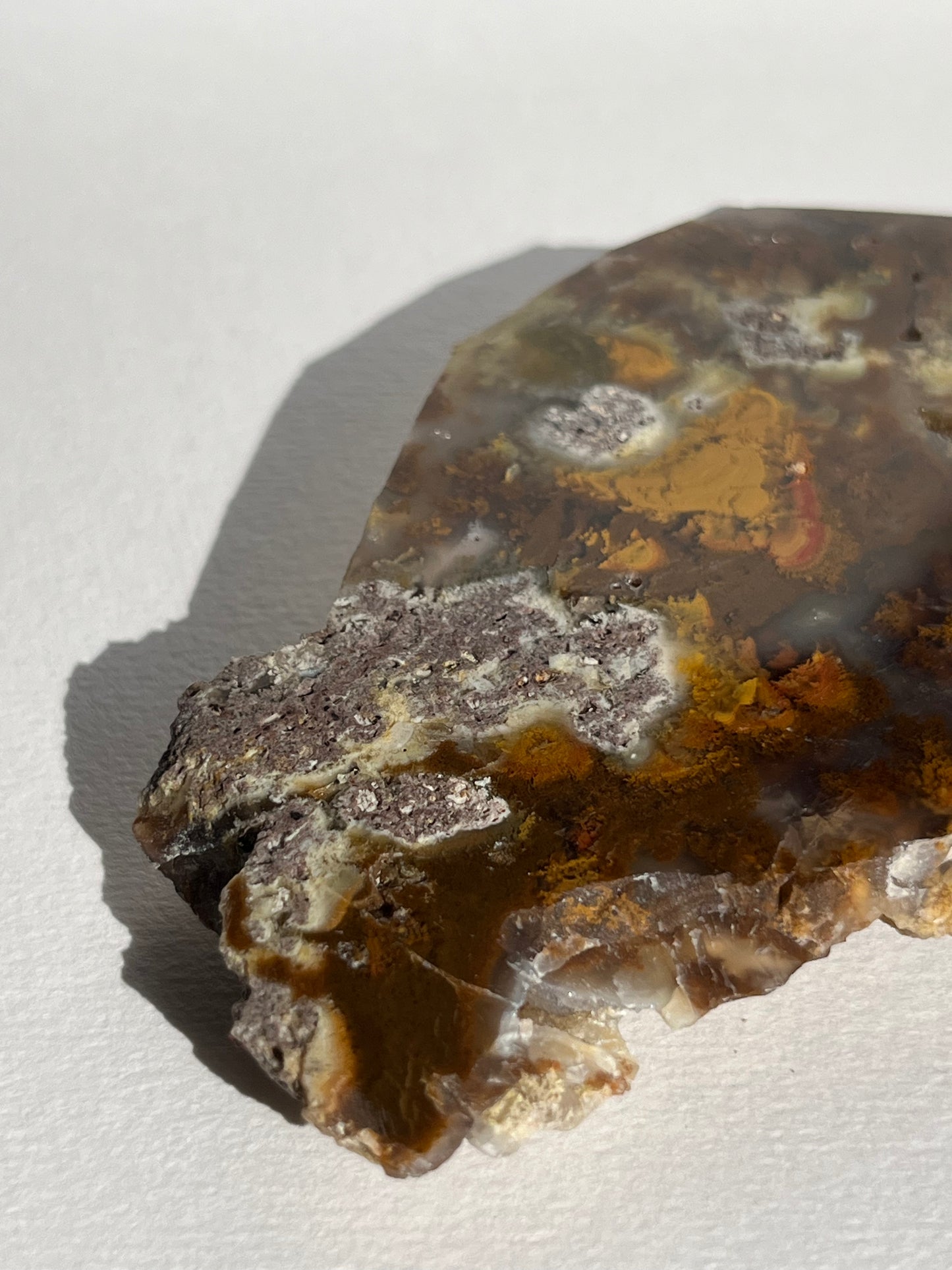 Nebula Agate with Multicoloured Moss and Red Moss Inclusions Semi Polished Slab B